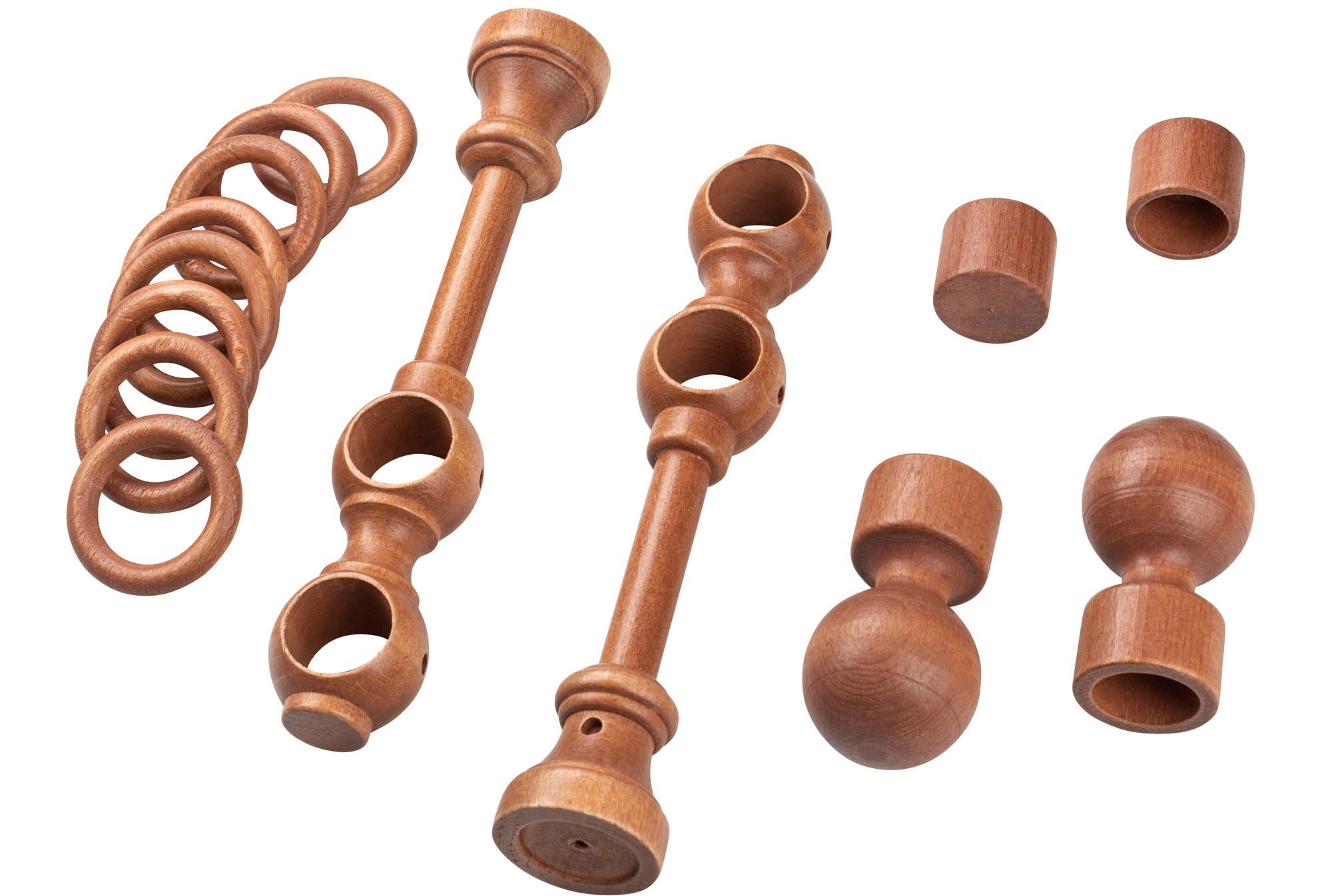 SN DECO GROUP Gardinenstange »Giro« 2 läufig-läufig Fixmaß 28 mm, Holz, verschiedene Längen und Farben, Komplettset