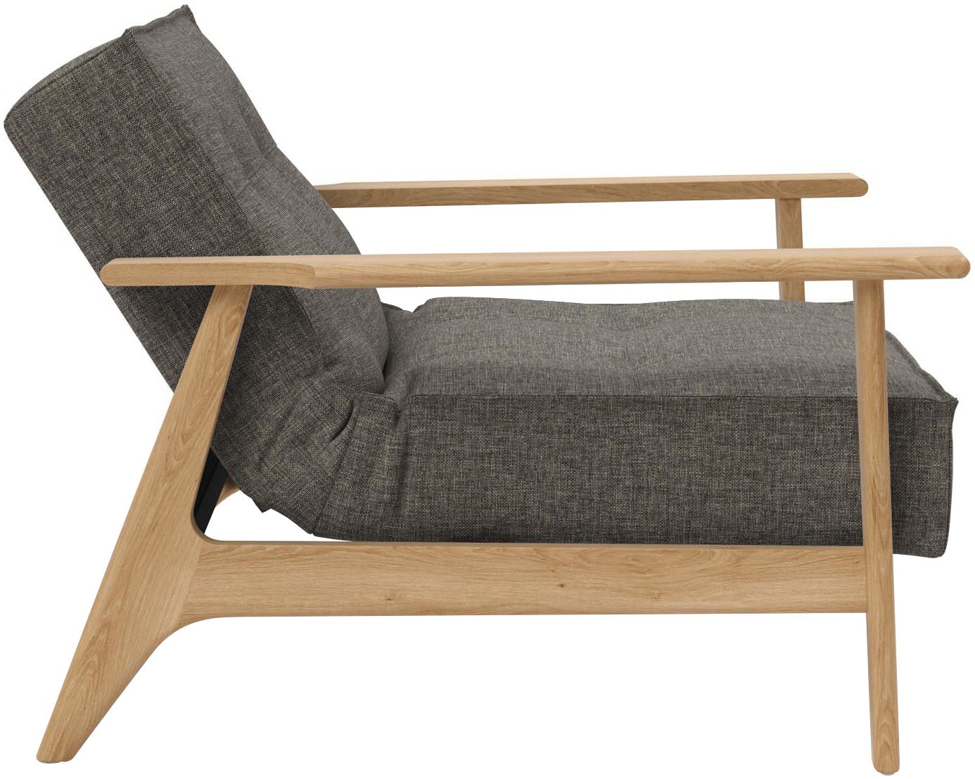 INNOVATION LIVING ™ Sessel »Splitback, Multifunktion, Loungesessel, Relaxstuhl, Fernsehsessel«, Relaxsessel mit verstellbarer Rückenlehne, Armlehne aus massiver Eiche