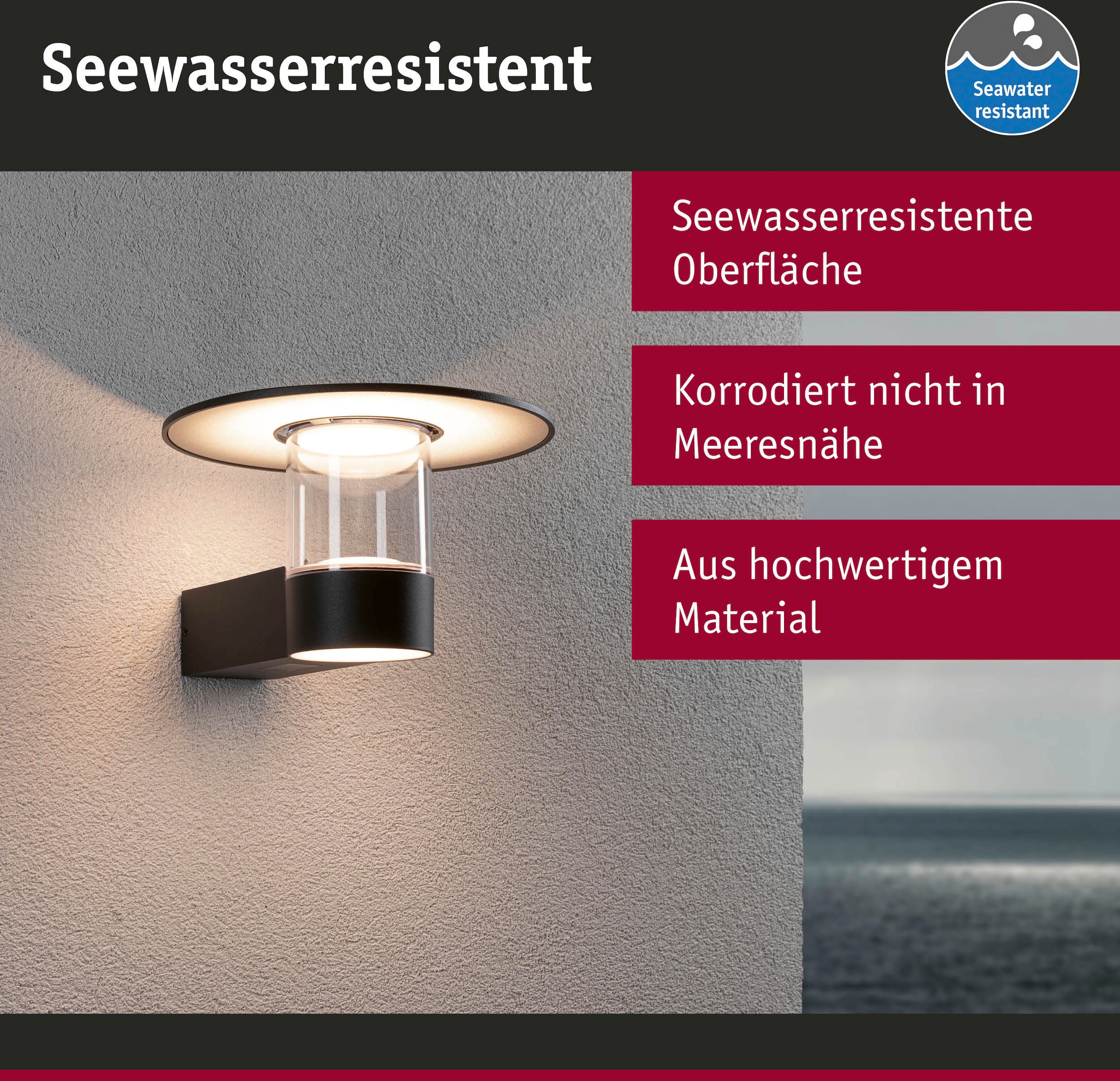 Paulmann LED Gartenleuchte »Sienna 230V Pollerleuchte«, 1 flammig, seewasserresistent, mit PIR-Sensor