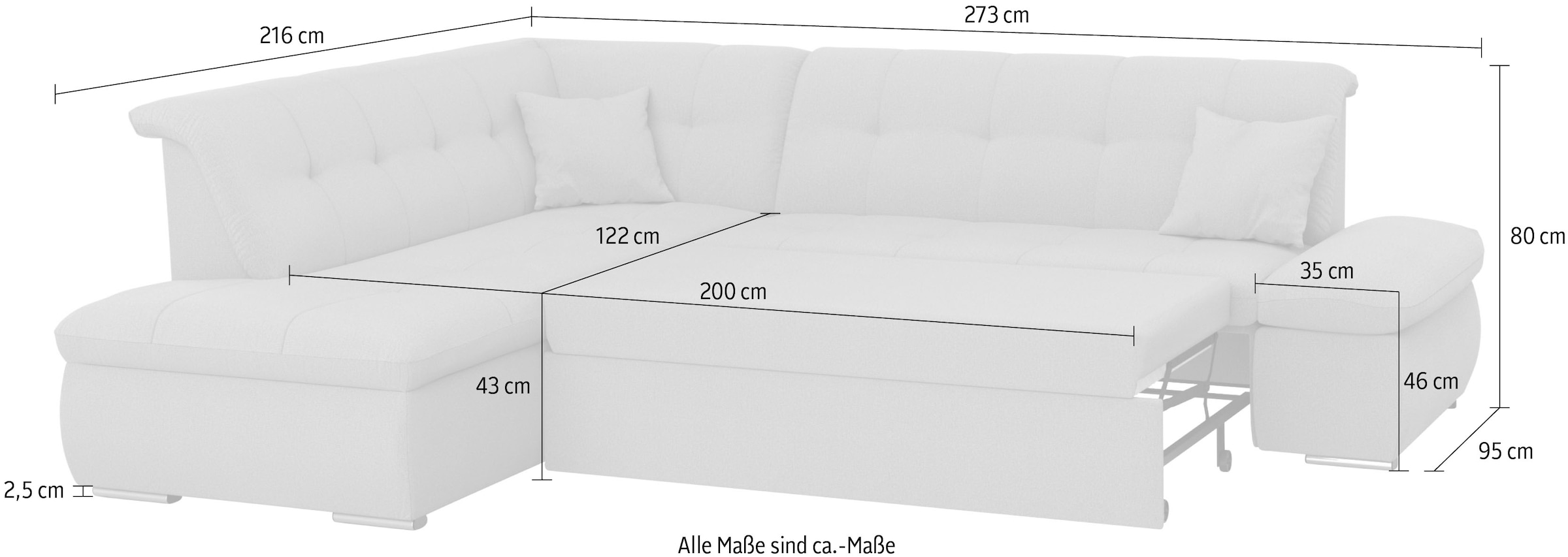 DOMO collection Ecksofa »Moric L-Form«, wahlweise mit Bettfunktion und Armlehnenverstellung, auch in Cord
