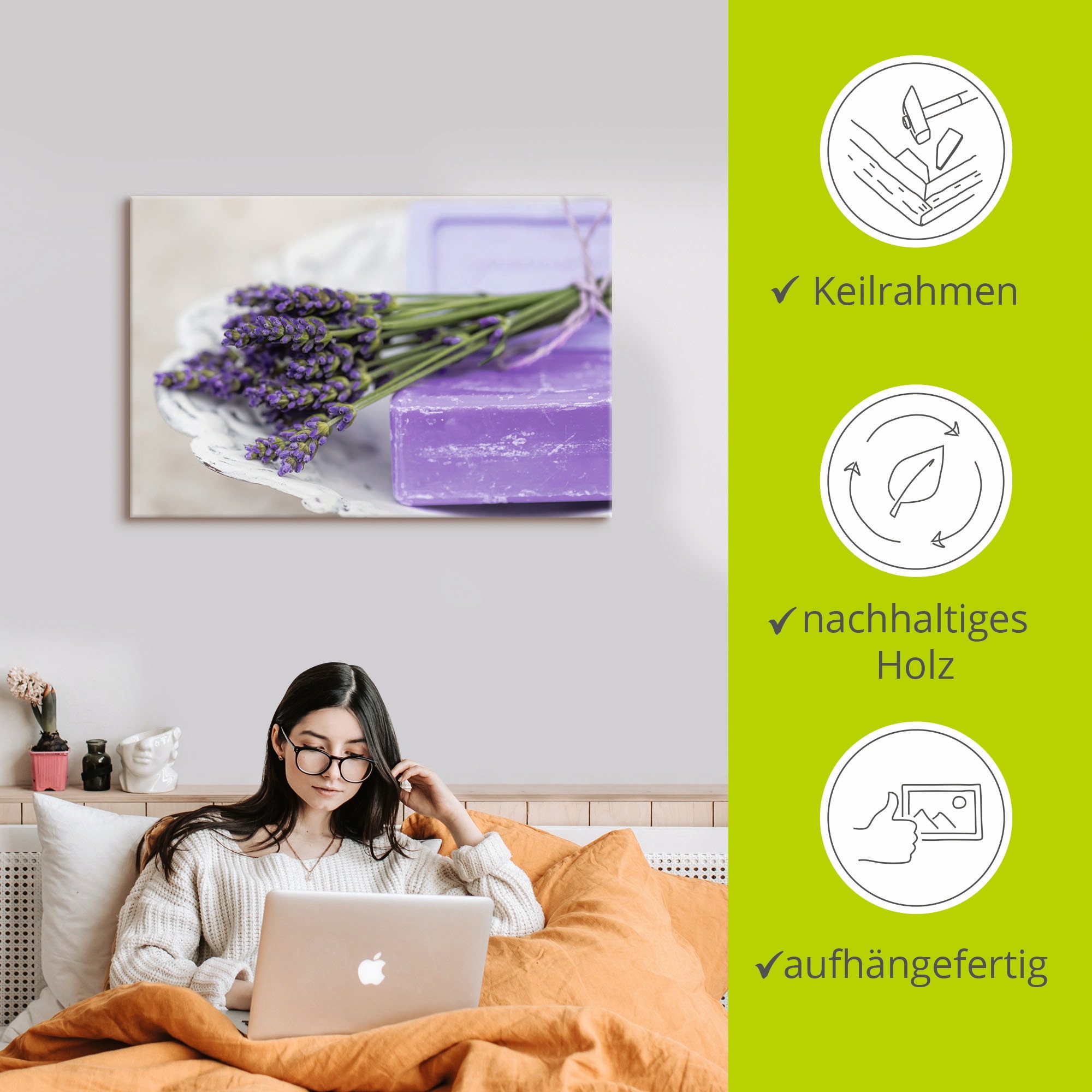 Artland Wandbild »Französisches Stillleben mit Lavendel«, Arrangements, (1 St.), als Alubild, Outdoorbild, Leinwandbild, Poster in verschied. Größen