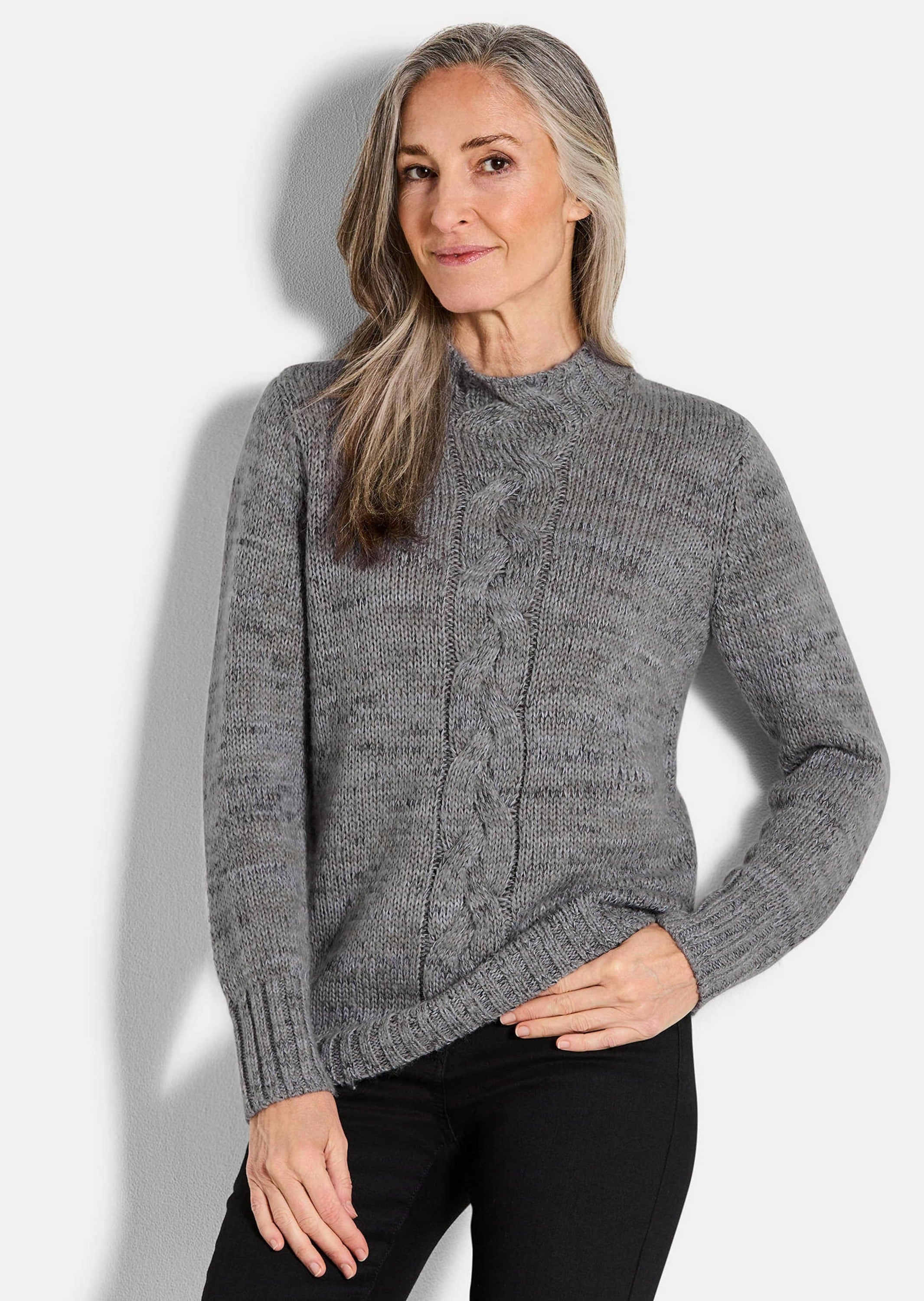 GOLDNER Rundhalspullover »Strickpullover mit Zopfstrick«