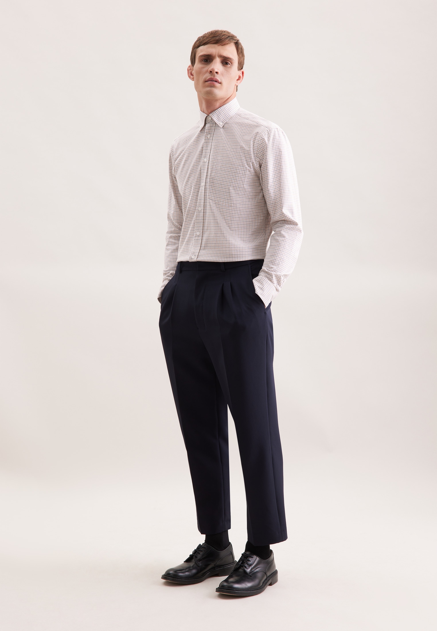 seidensticker Flanellhemd »Schwarze Rose« Regular 1/1 Button-Down-Kragen Karo