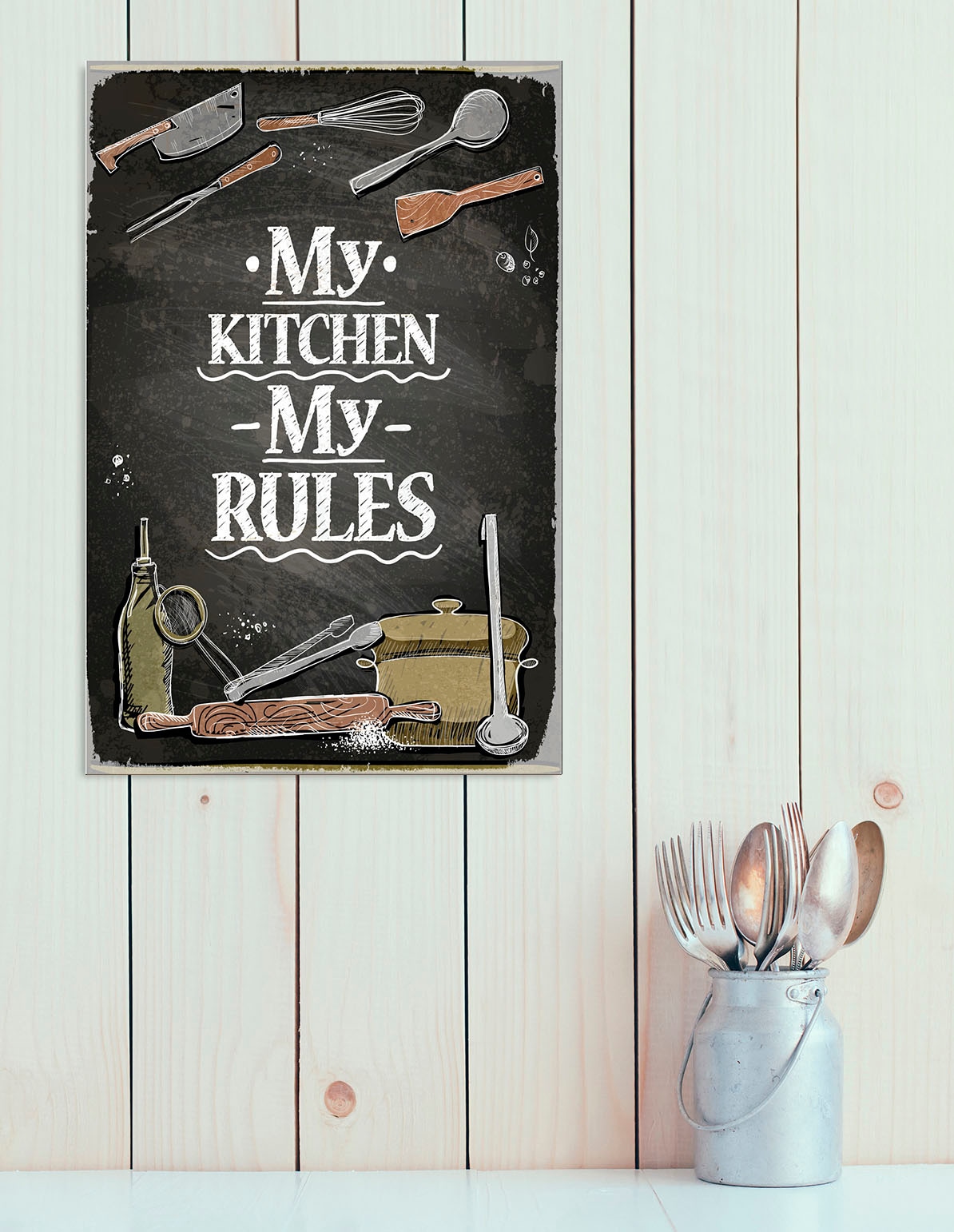Metallbild »My Kitchen«, Schriftzüge, (1 St.), Stahlschilder