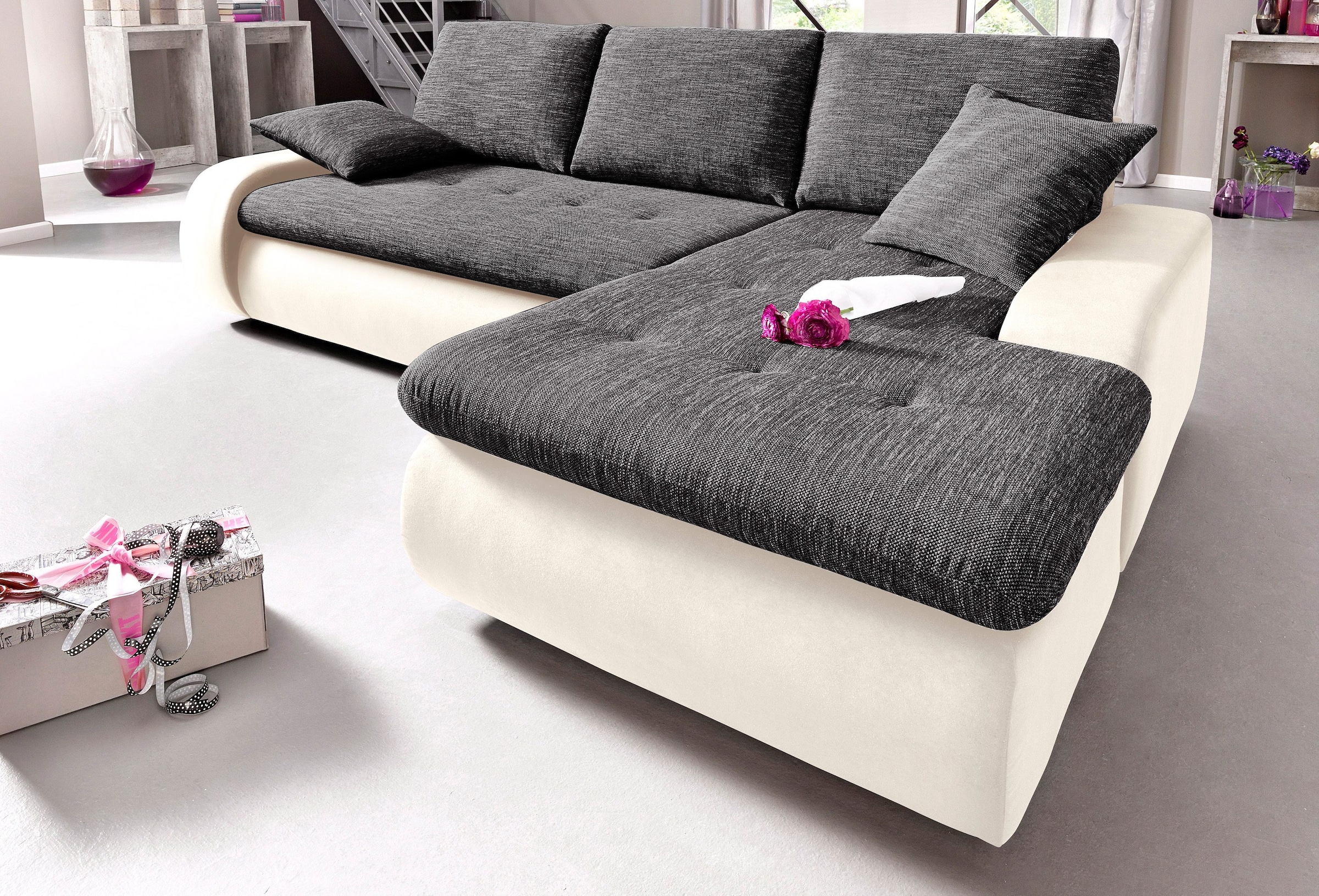 TRENDMANUFAKTUR Ecksofa »Indie, modern und bequem, Materialmix, OTTOs Choice, L-Form«, wahlweise XL oder XXL