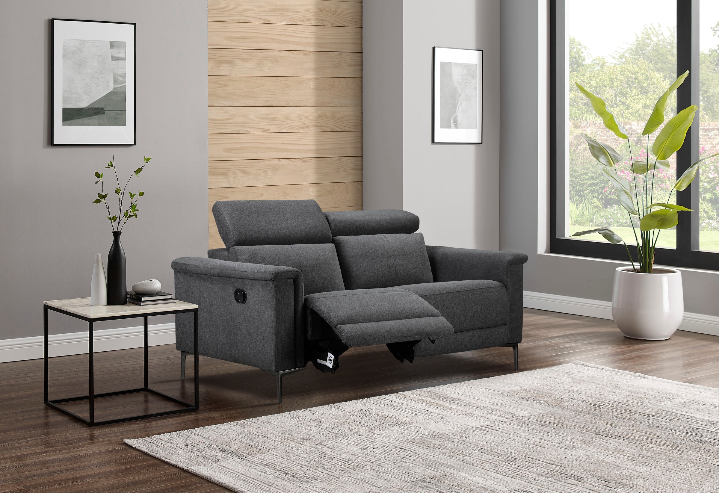 OTTO home 2-Sitzer »Lund, mit Relaxfunktion und Kopfteilverstellung« manuell od. elektrisch (m.USB-C), Echtleder, Kunstleder, Webstoff