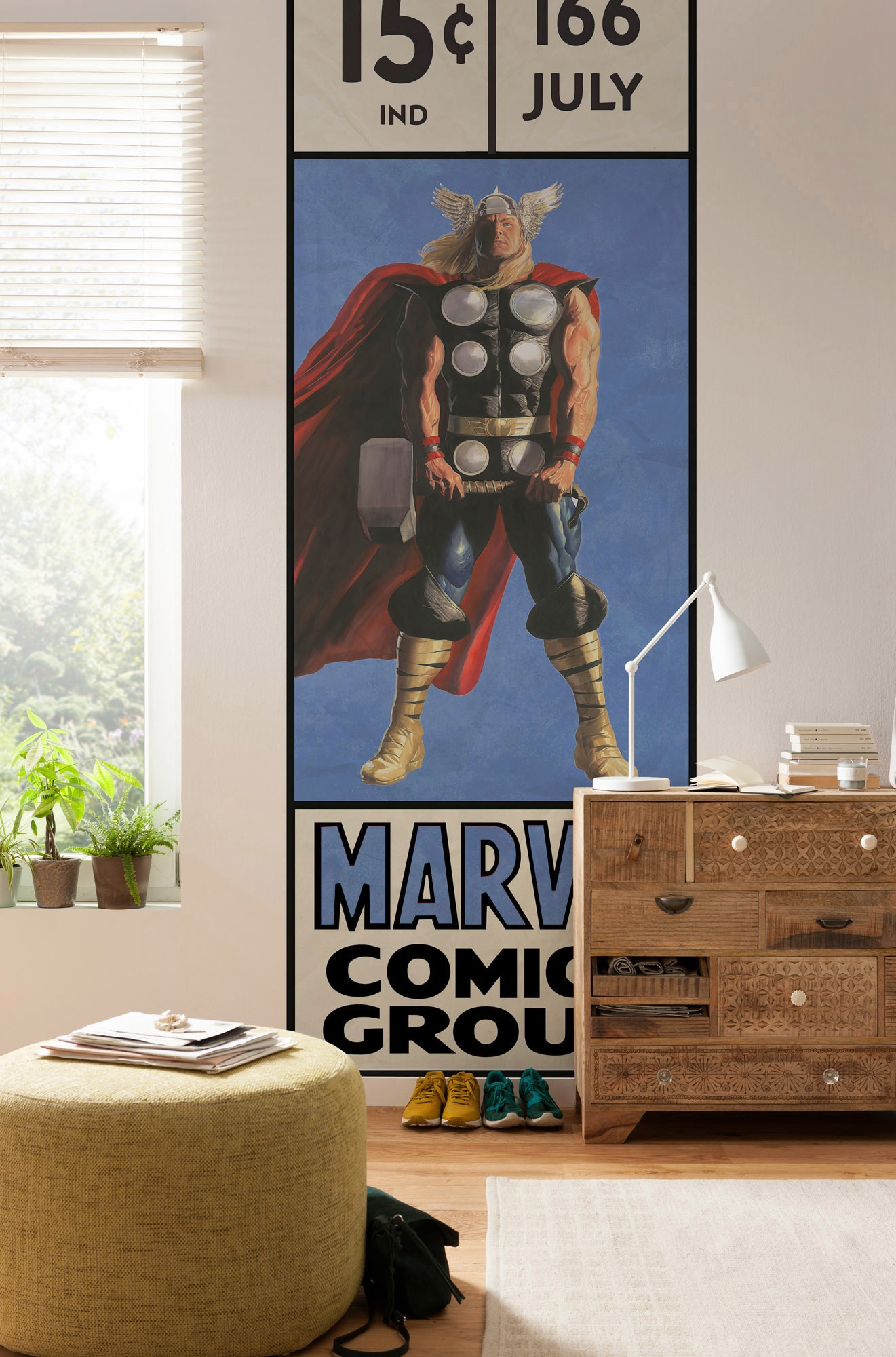 Komar Vliestapete »Digitaldruck Vlies - Thor Retro Comic Box - Größe 100 x 280 cm«, bedruckt, Kinderzimmer