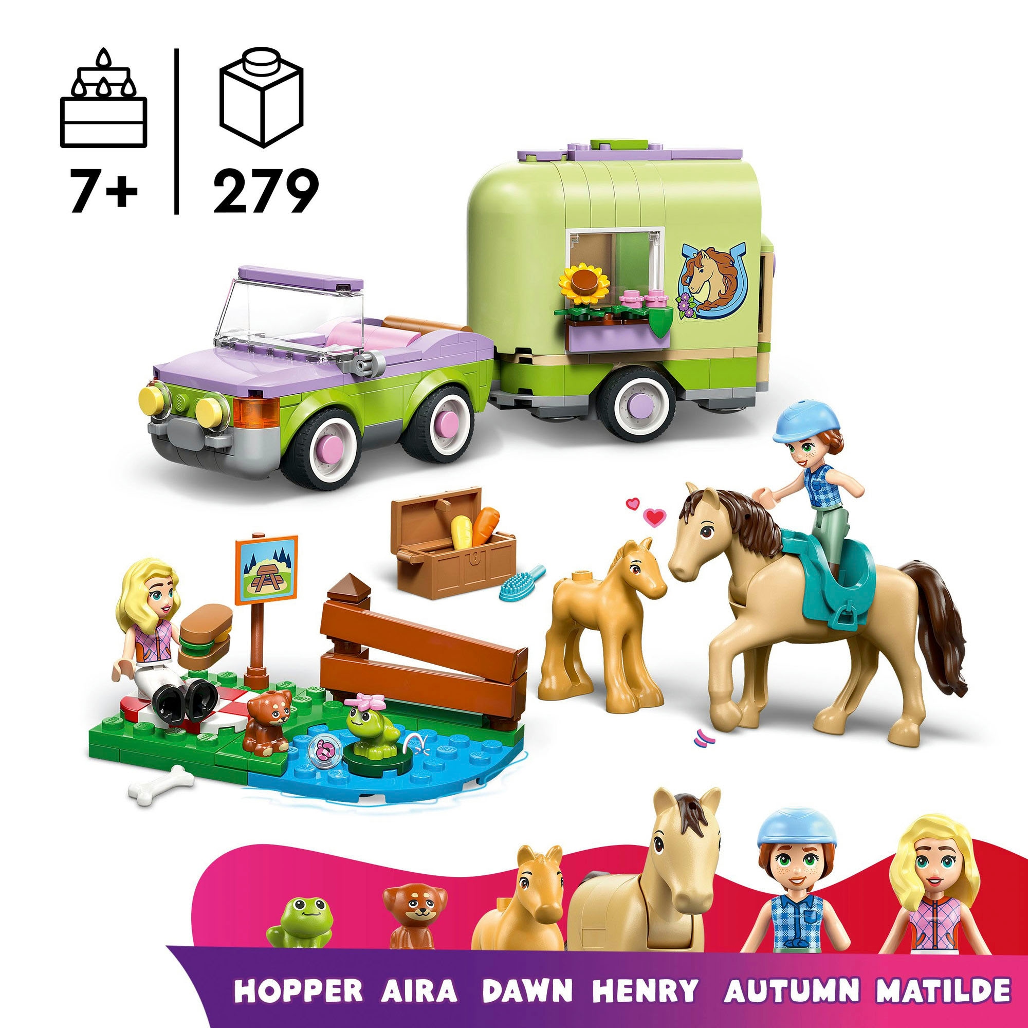 LEGO® Konstruktionsspielsteine »Pferd und Fohlen mit Pferdeanhänger (42695), LEGO Friends«