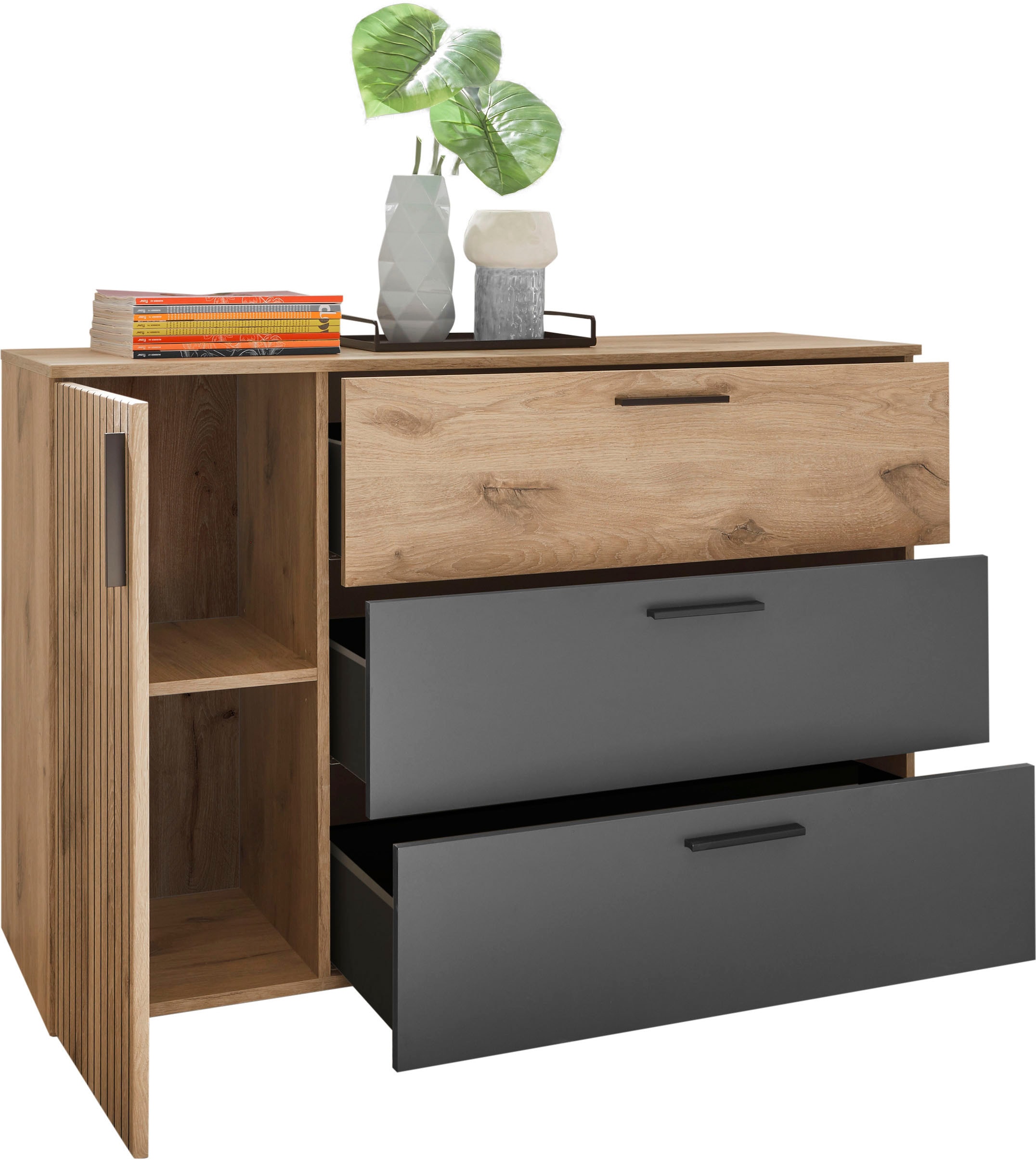 Schlafkontor Kombikommode »Daria mit 3 Schubkästen und Rillenoptik«