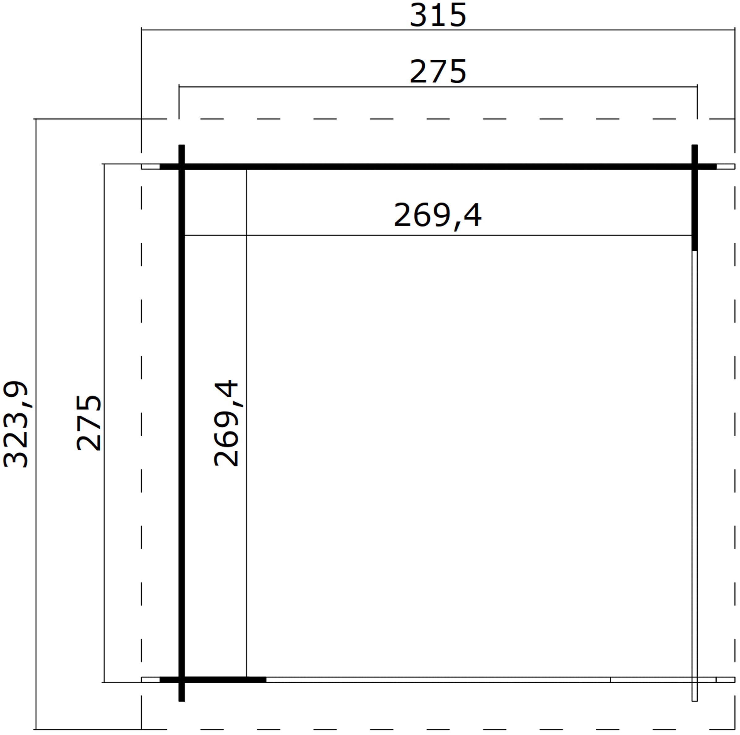 LASITA MAJA Gartenhaus »Unterstand/Lounge Buffalo 275«, Unterstand / Lounge 28mm, Fundamentmass 2750x2750, Naturbelassen