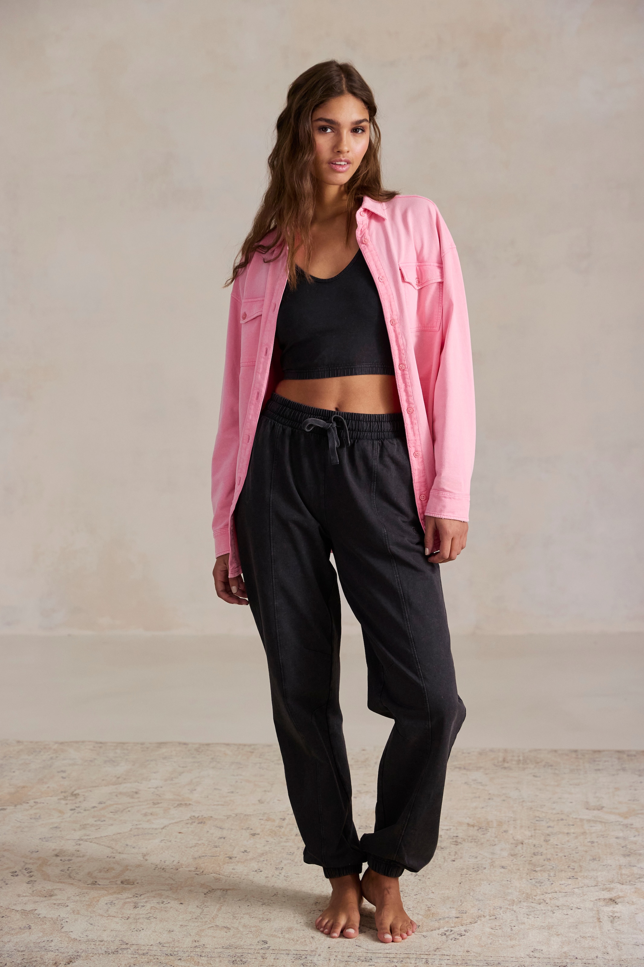 Buffalo Blusenshirt Loungeshirt im Used-Look, Loungewear