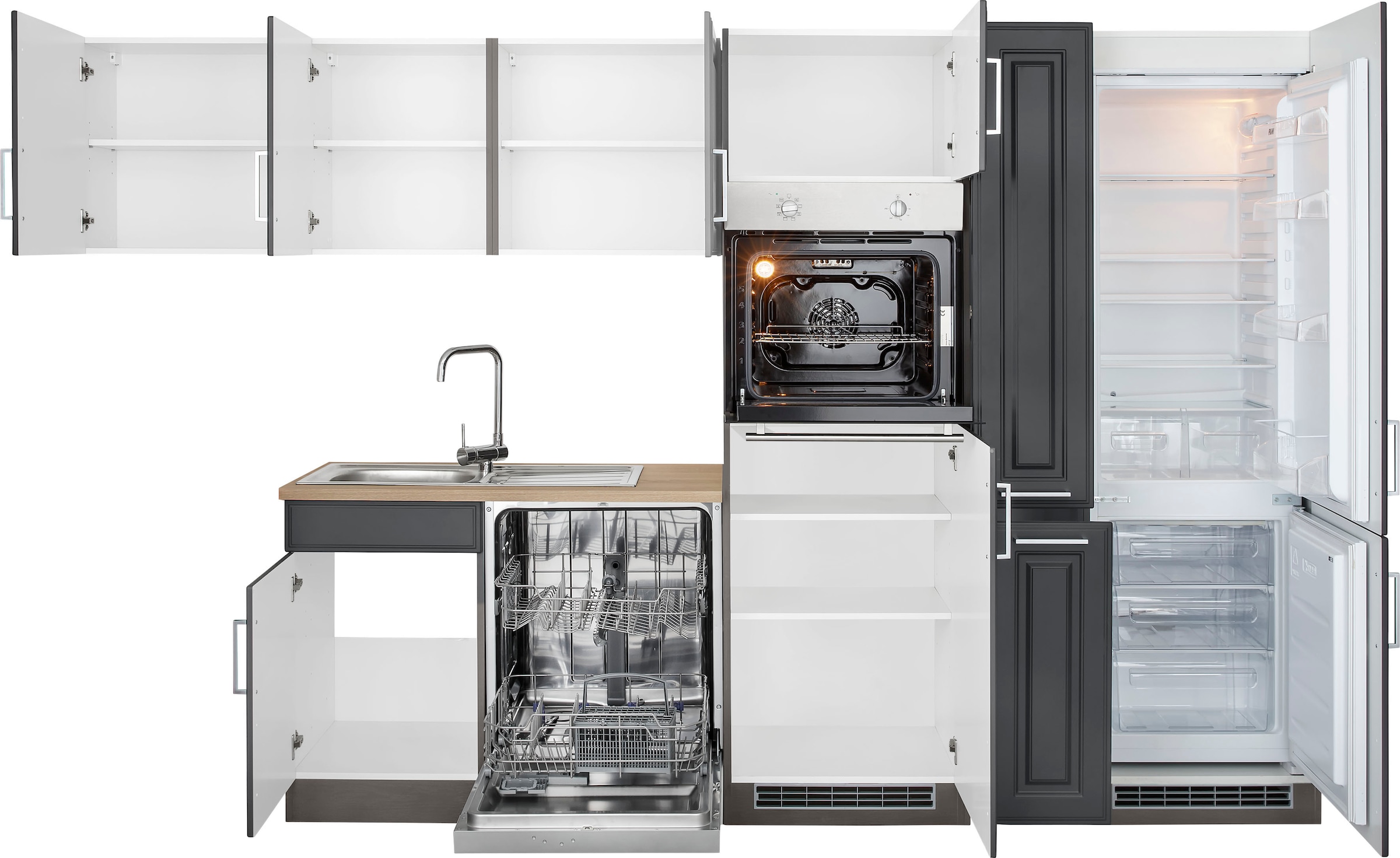 KOCHSTATION Winkelküche »KS-Stockholm – Küche mit hochwertiger und detailreicher Landhausfront« Stellbreite 320x170 cm, wahlweise mit E-Geräten, MDF-Fronten