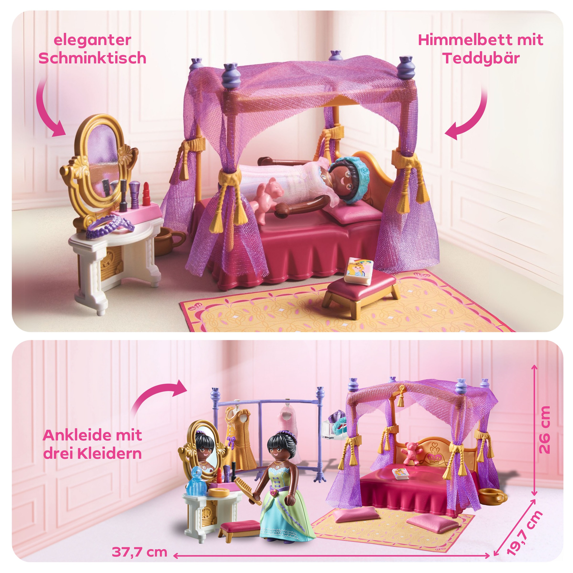 Playmobil® Konstruktions-Spielset »Prinzessinnen-Schlafzimmer mit Ankleide (71847), Princess Magic«, (57 St.), Made in Europe
