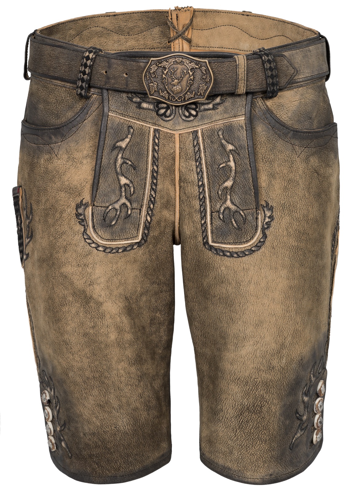 Spieth & Wensky Lederhose Gonzales 45cm mit Geweihgürtel