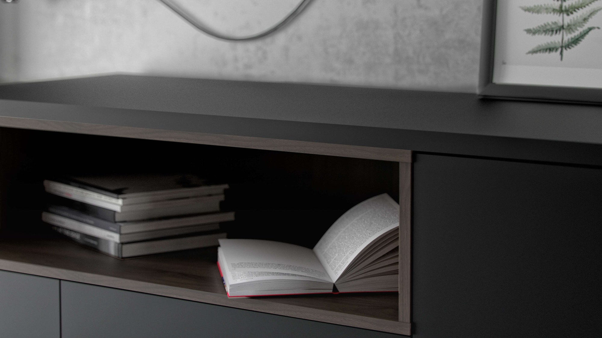 INOSIGN Sideboard »Roommers, Anrichte, Kommode, Stauraum, modern, praktisch«, 3 Schubladen, 2 Schränke, 1 offenes Fach, B: 176 cm, H: 90 cm