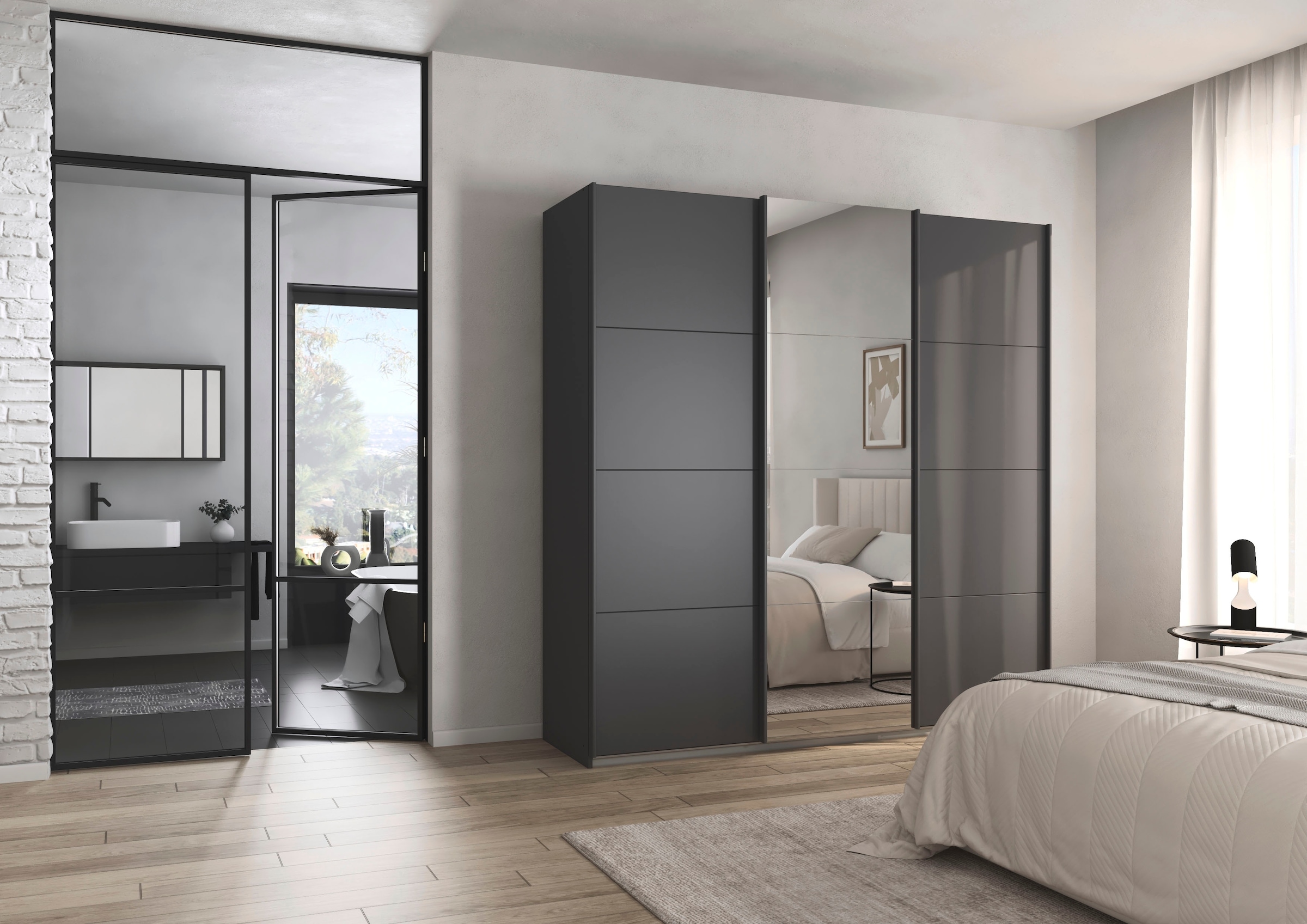 rauch Schwebetürenschrank »Kleiderschrank Schrank Garderobe AGORDO«, (in zwei Griff-Farben), Top Innenausstattung, in 4 Breiten und 2 Höhen MADE IN GERMANY