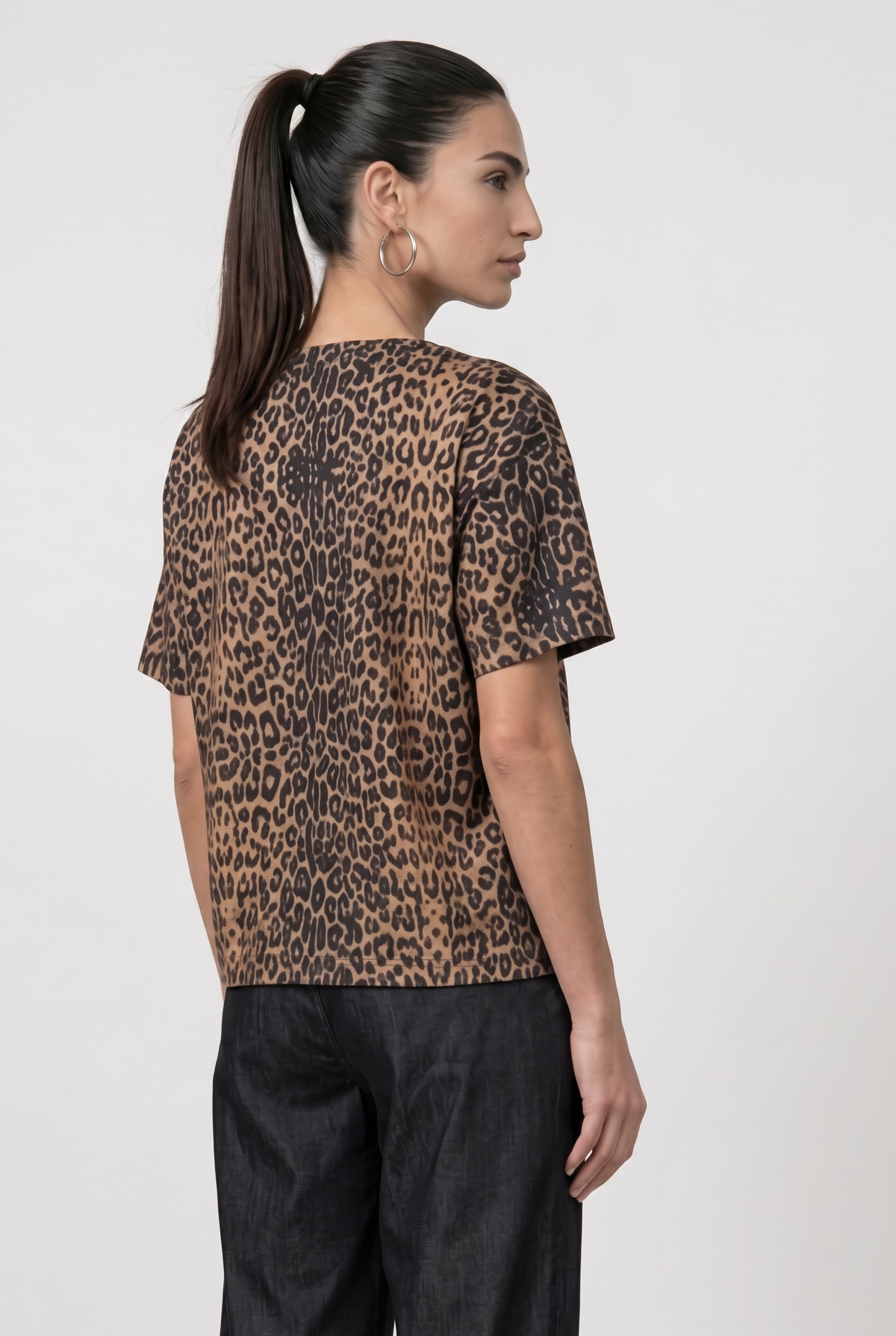 Monari T-Shirt »Shirt Leo allover« Rundhalsausschnitt, Kurzarm, Brusttasche, Leomuster