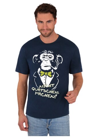 T-Shirt »TRIGEMA T-Shirt mit Affen-Druckmotiv und Spruch«, (1 tlg.)