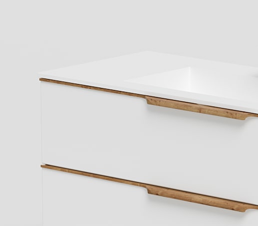 welltime Waschtisch »Amber«, mit CORIAN-Acrylstein Waschbecken, massive Eichendetails