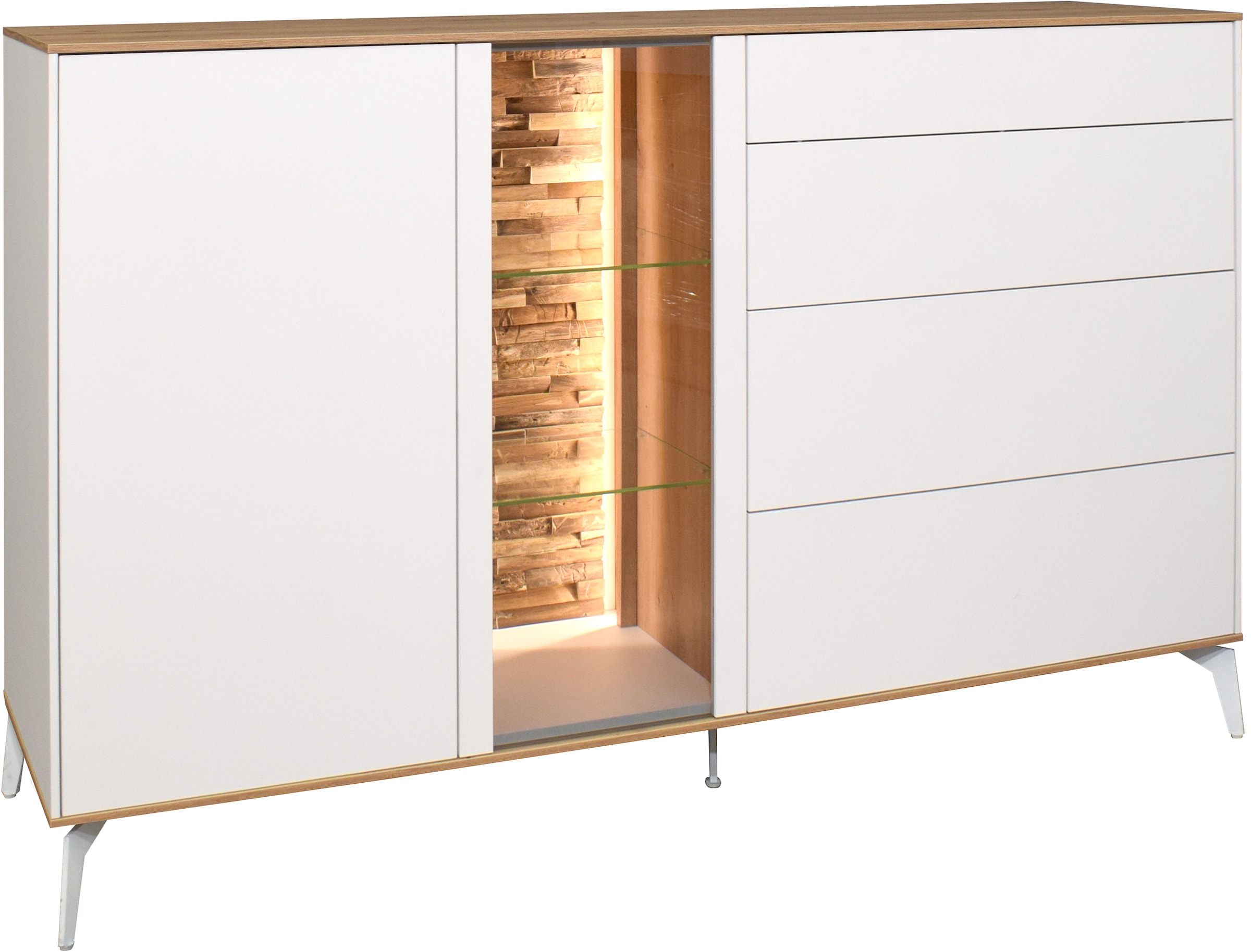 Mäusbacher Kommode Faro Sideboard B 169 cm, inkl. Beleuchtung, Push to open, Metallfüße
