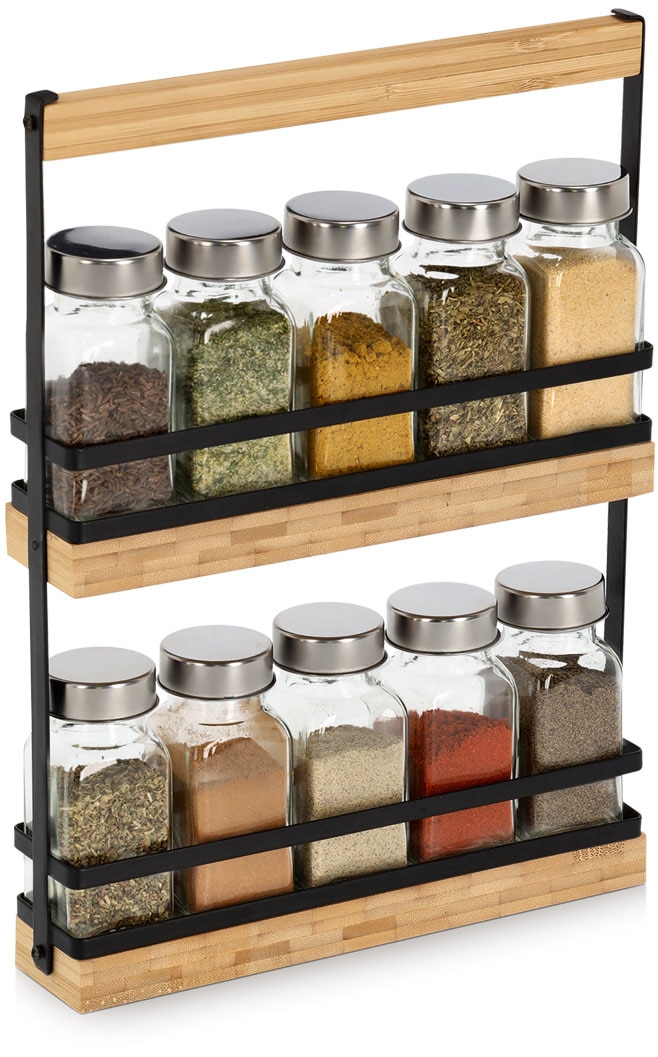 Zeller Present Gewürzständer »Set, 11-tlg., Glas/Metall/Bambus« hochwertig, moderner Materialmix