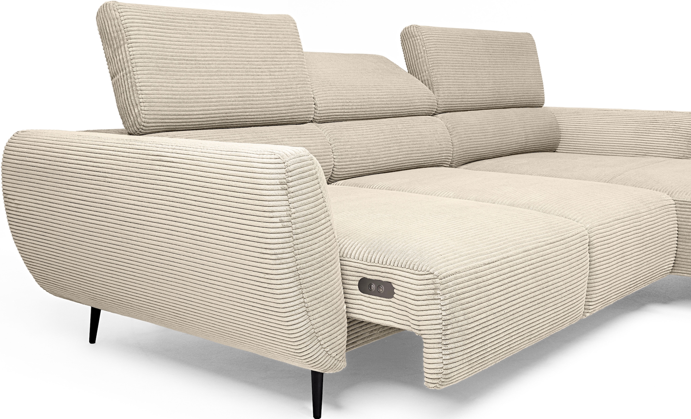 WERK2 Ecksofa »Alisson, mit elektrischer Sitztiefenverstellung, L-Form, Breite 277 cm« Alisson – flexibler Komfort mit modernem Design und smarten Details.