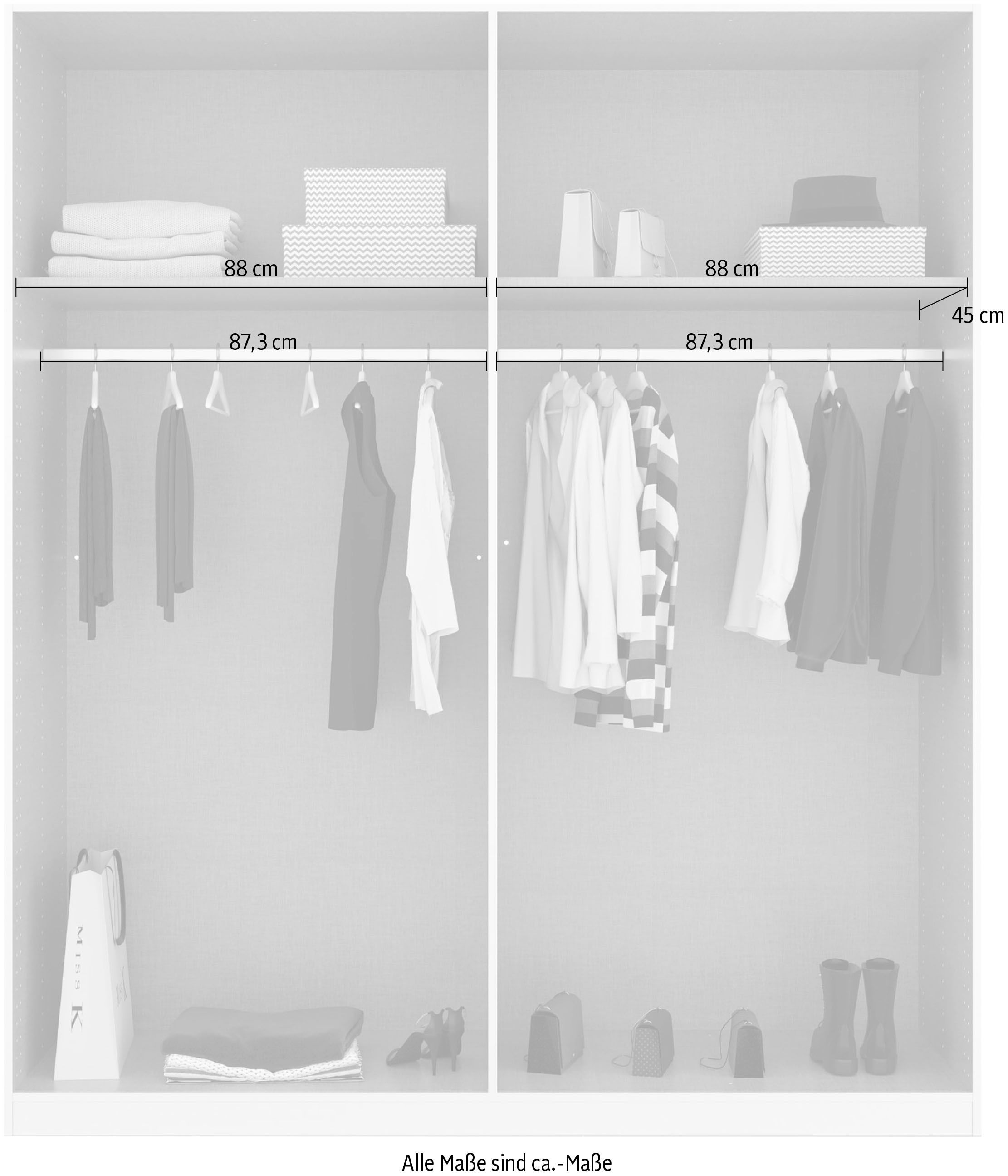 rauch Kleiderschrank »Skandi by Quadra Spin Schlafzimmerschrank« im Landhaus-Stil mit Massivholzgriffen, vollflächige SpiegeltÜren