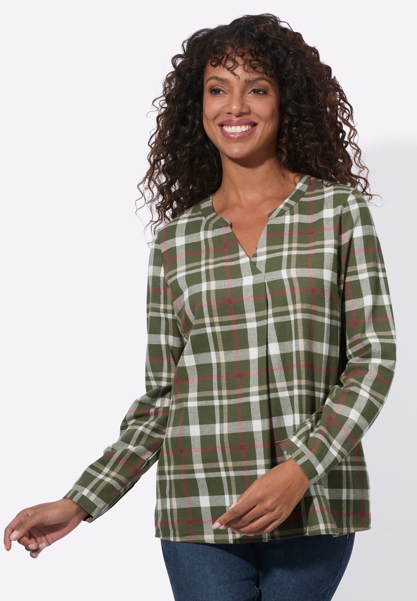 Witt Klassische Bluse »Flanell-Bluse Flanellbluse aus reiner Baumwolle«