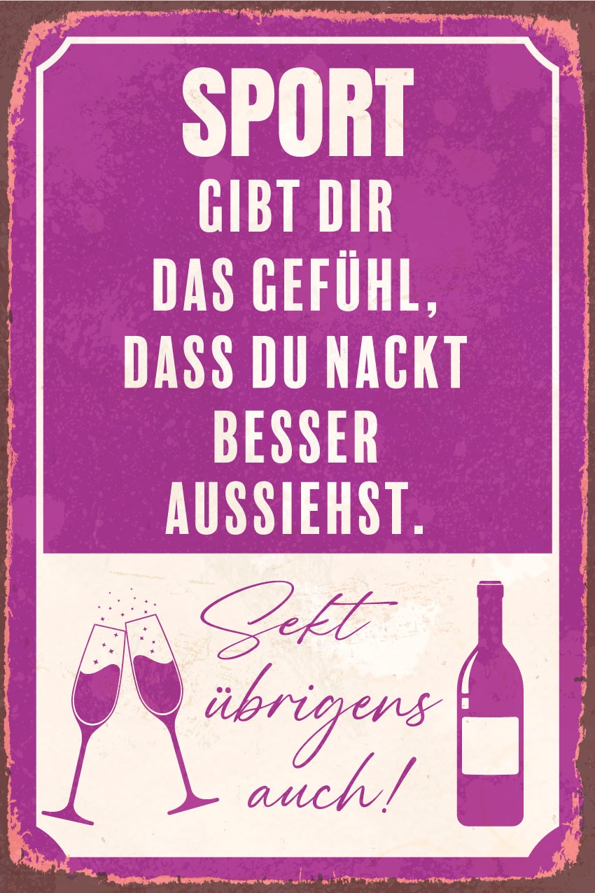 queence Metallbild »Sport«, Schriftzüge-Schriftzug-Sprüche-Sprüche & Texte-Getränke, (1 St.), Stahlschilder
