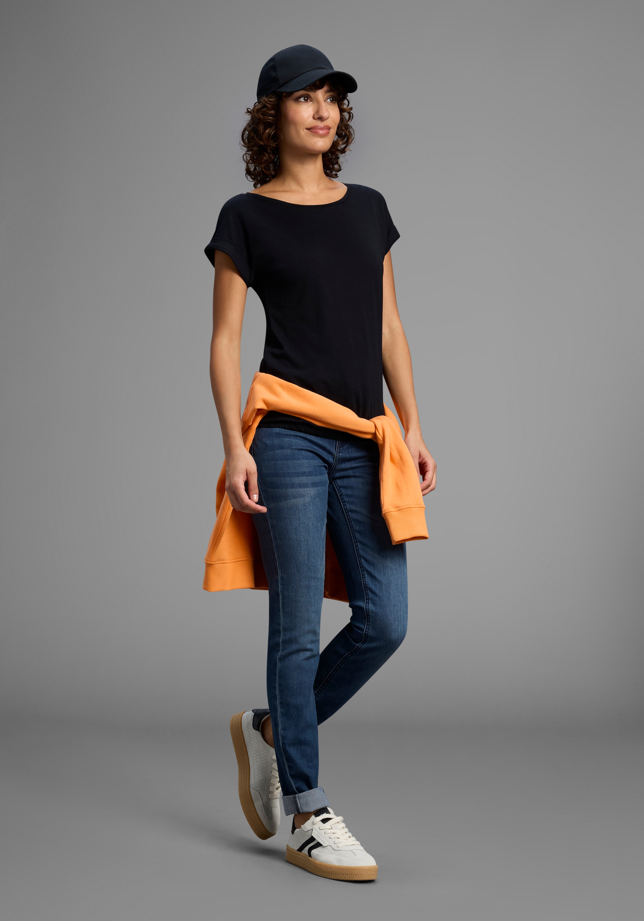 Flashlights T-Shirt, Kurzarm, Saum mit Gummibund, Rundhalsausschnitt