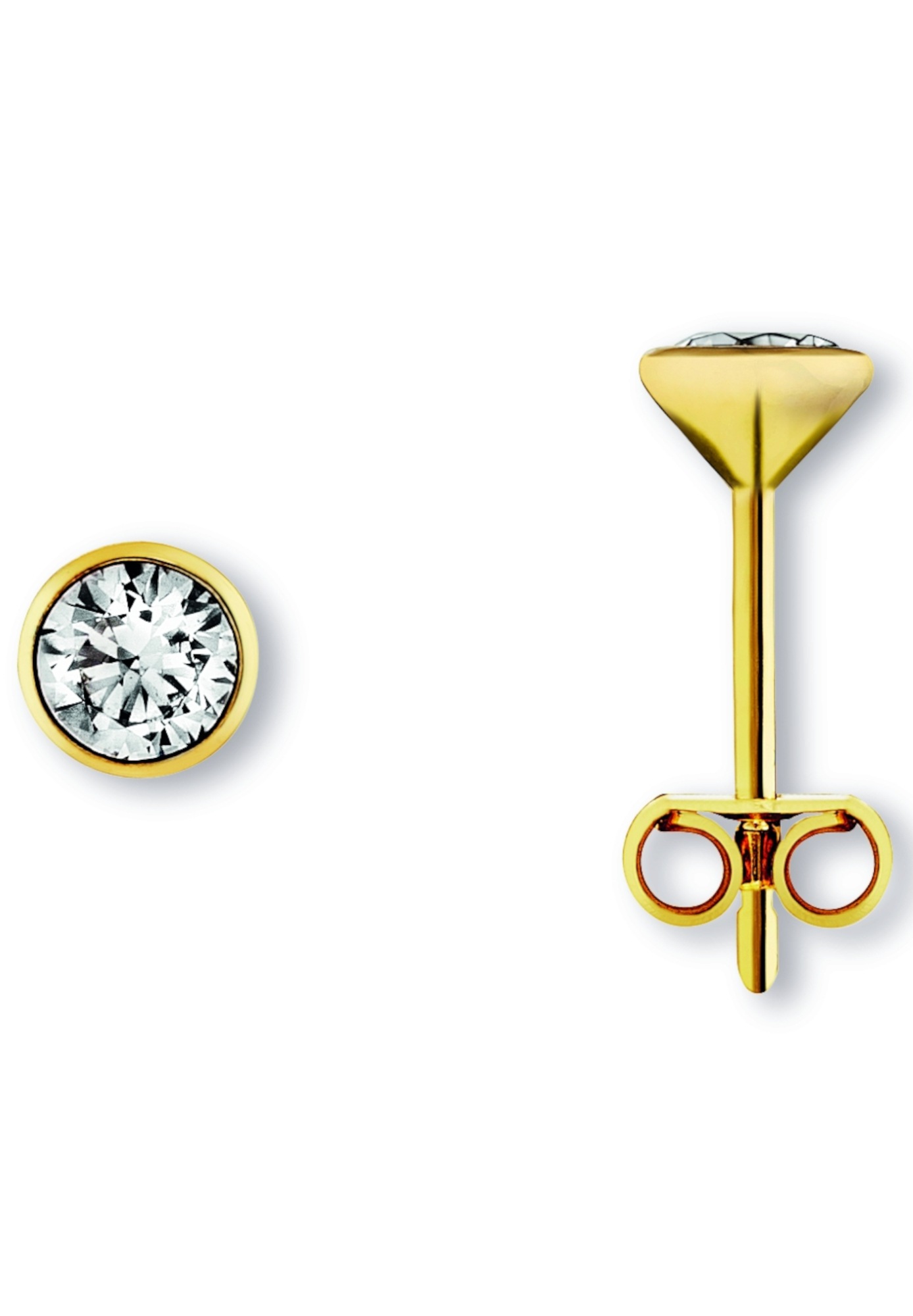 ONE ELEMENT Paar Ohrstecker »Zirkonia Zarge Ohrringe  Ohrstecker aus 333 Gelbgold«
