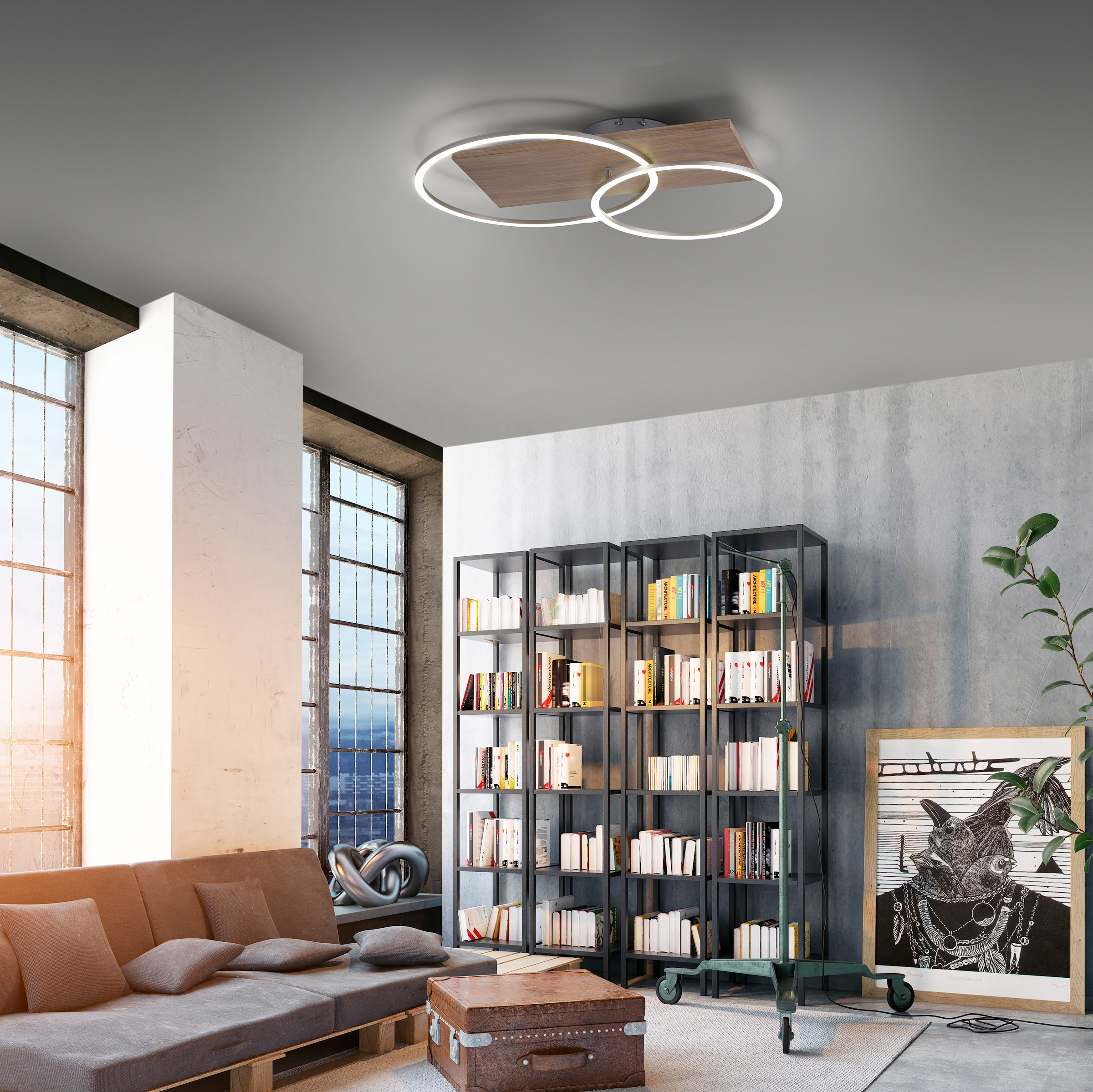 Home affaire LED Deckenleuchte »Pommerby«, 2 flammig, Leuchtmittel LED-Modul | LED fest integriert, mit Farbtemperatursteuerung, inkl. Infrarotfernbedienung, dimmbar