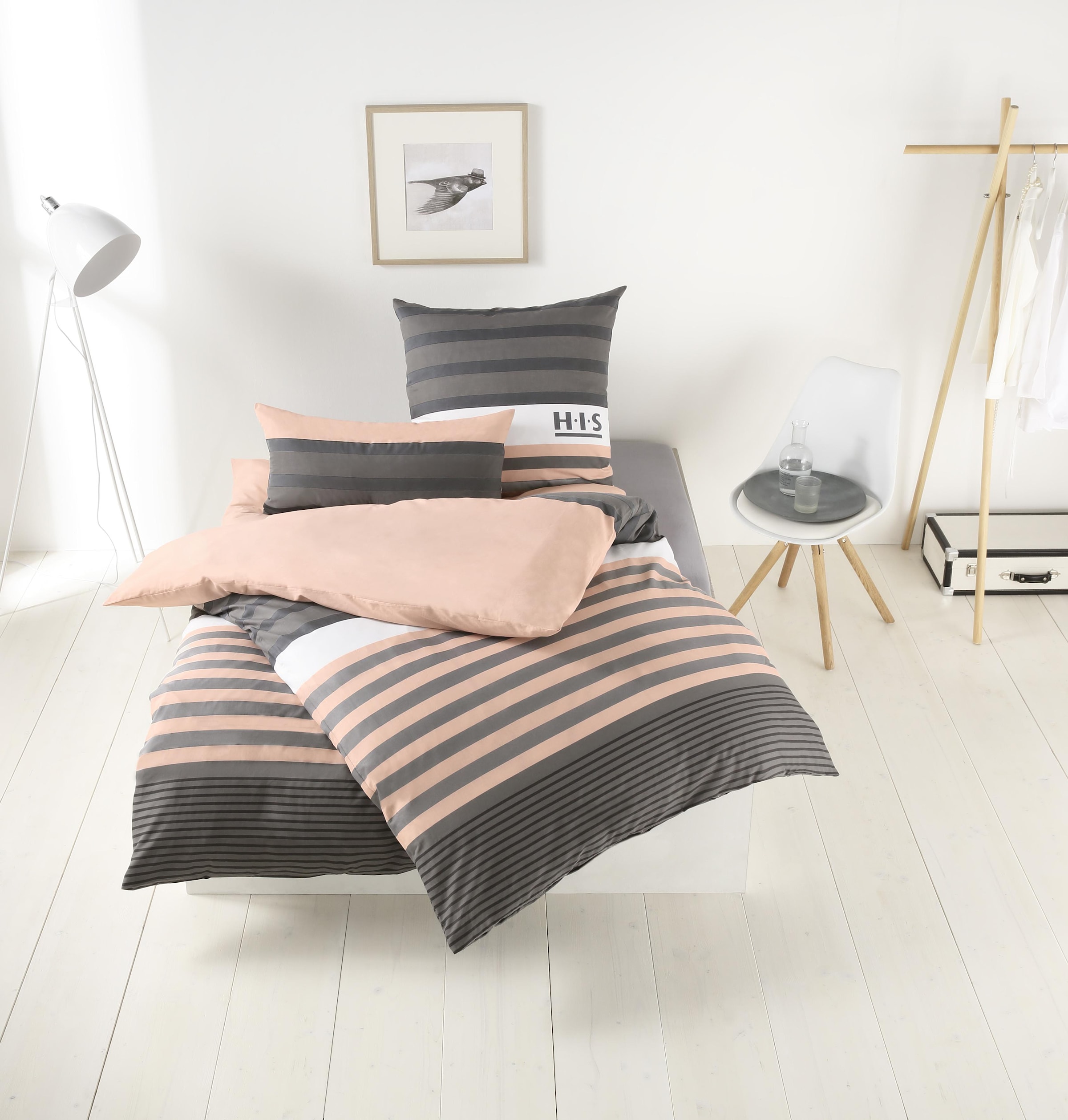 H.I.S Bettwäsche »Majoran«, im Streifen Design, 100% Baumwolle, Bettwäsche in Größe 135x200, 155x220 und 200x200 cm, Bettwäsche-Set in Linon oder Biber-Qualität. Mit Knöpfen