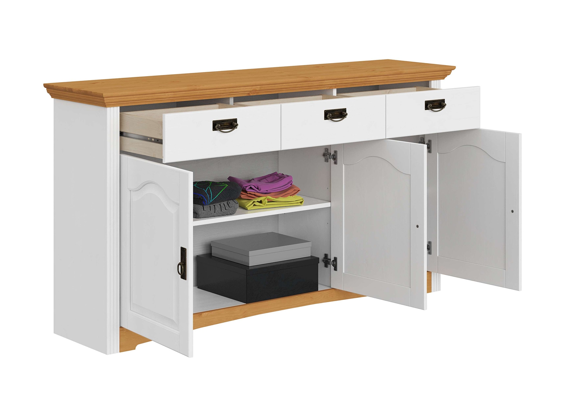 OTTO home Kommode »Konrad« aus massiver Kiefer, Breite 156 cm, mit Schubladen, FSC®