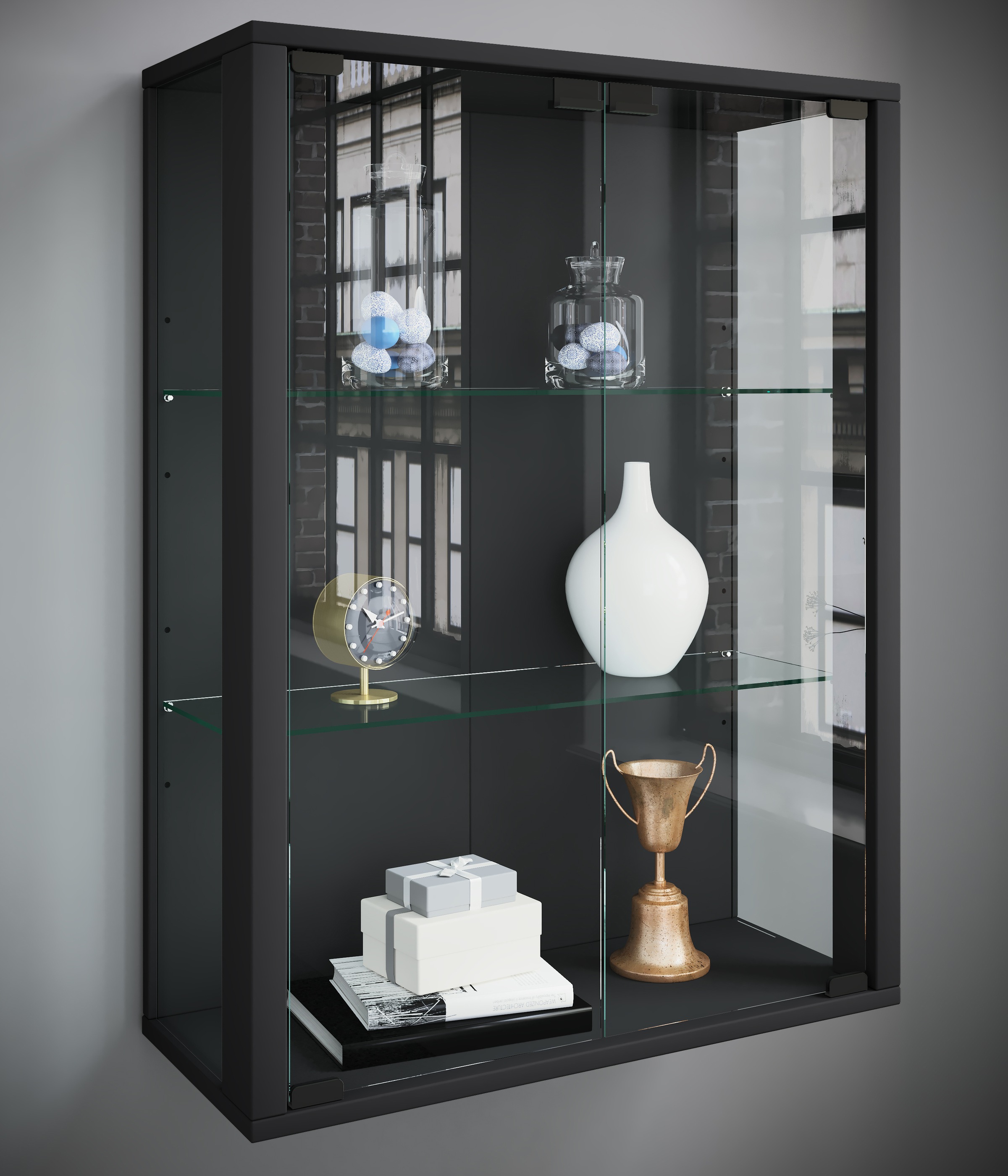 VCM Wandregal »Wandvitrine Hängevitrine Glasvitrine Glas Udina«