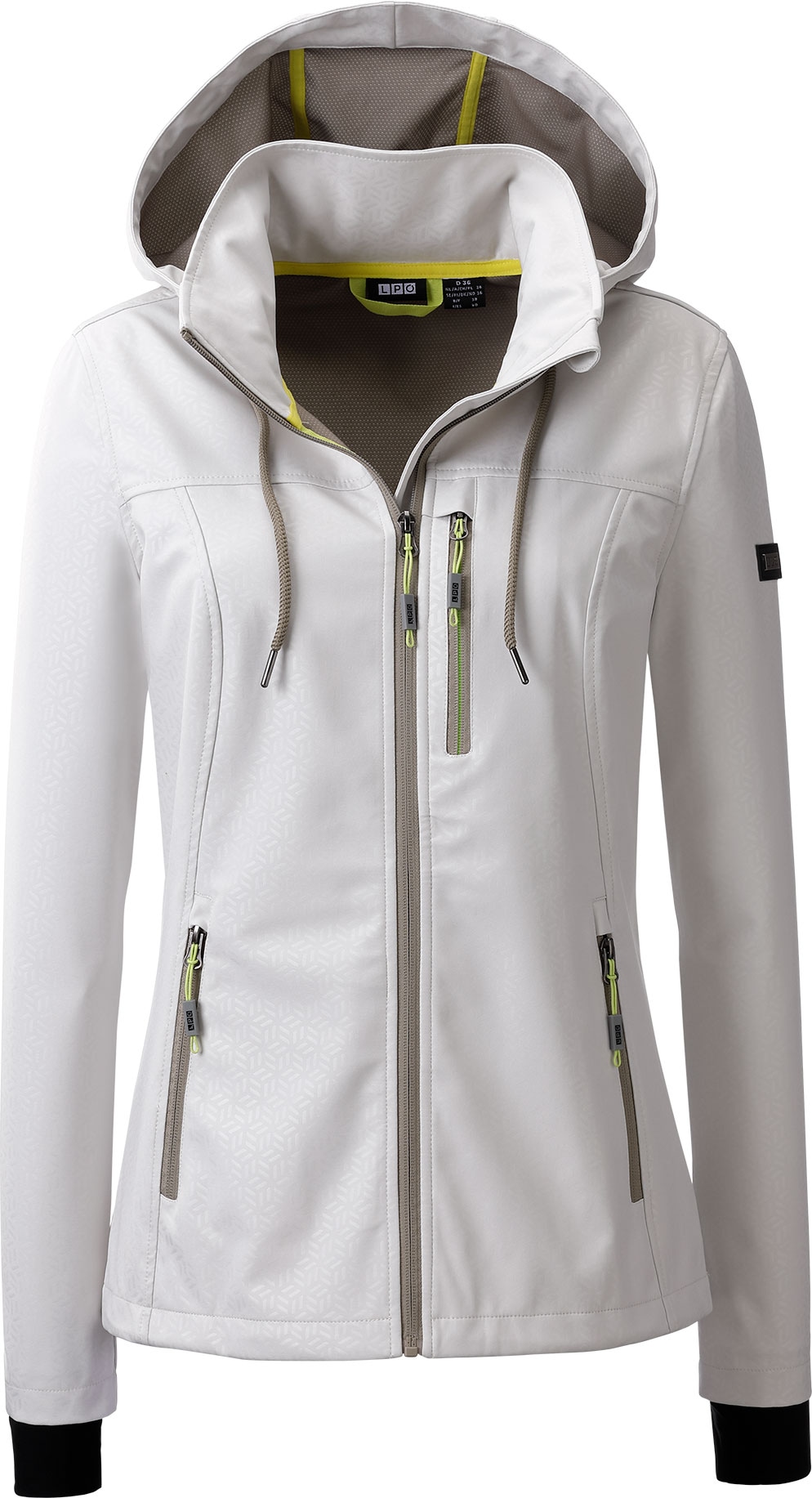LPO Softshelljacke »SHELBY PEAK II«, leichte Softshelljacke mit All-Over-Print und abnehmbarer Kapuze
