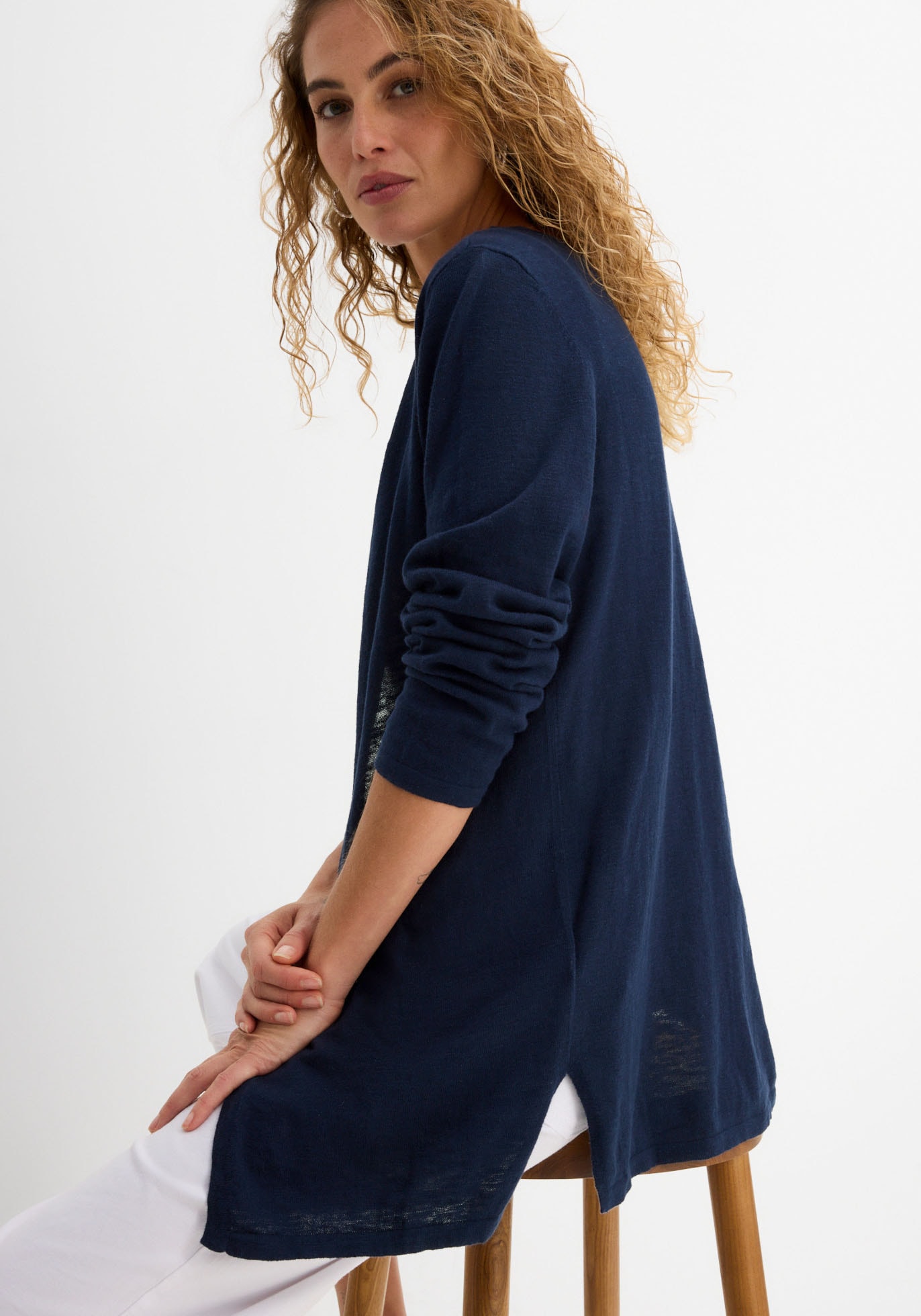 bonprix Strickjacke lockere Passform, Slub-Strick, Casual Stil, aus Baumwolle