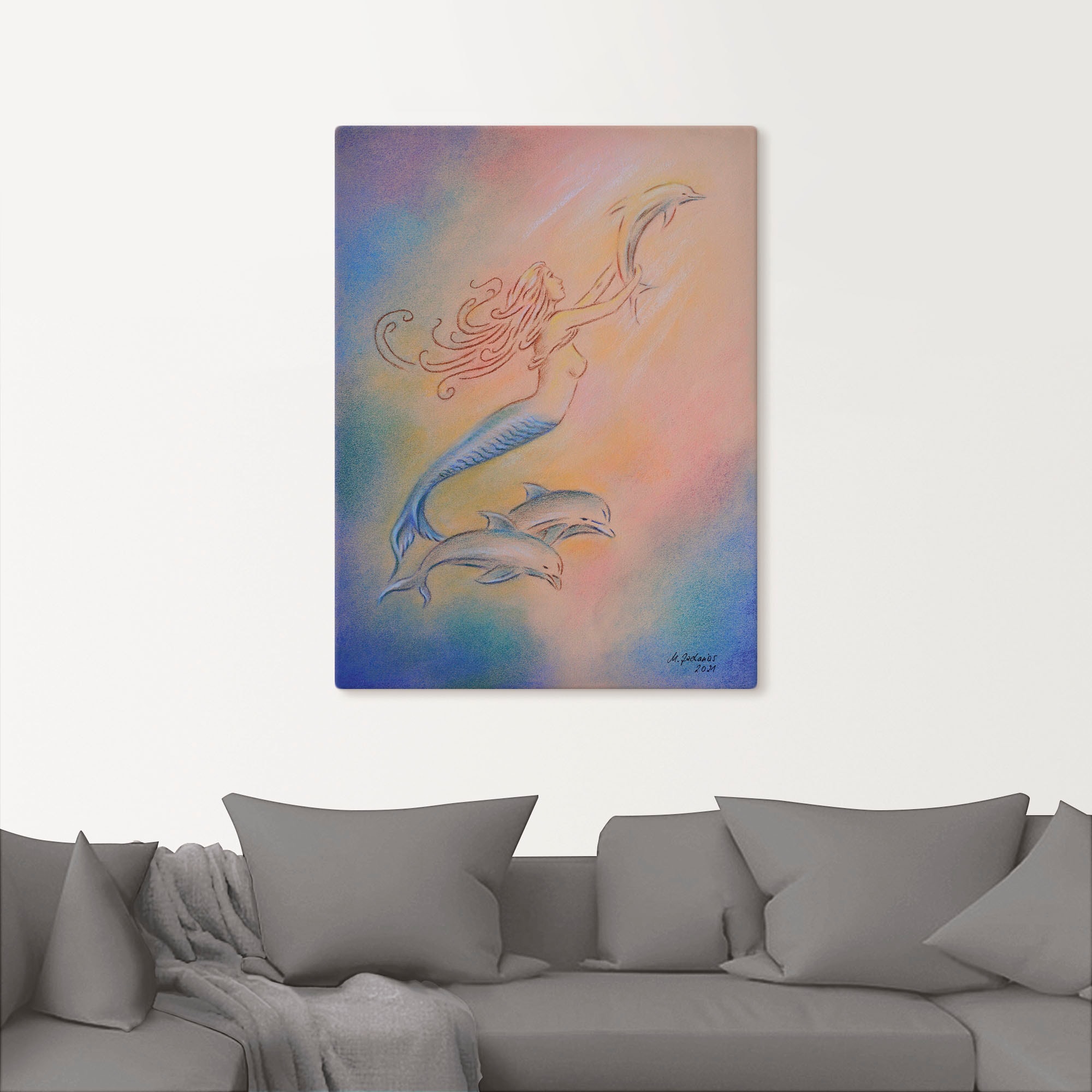 Artland Leinwandbild »Delphine Engel« klassische Fantasie 1 Stk. tlg. auf Holzrahmen gespannt