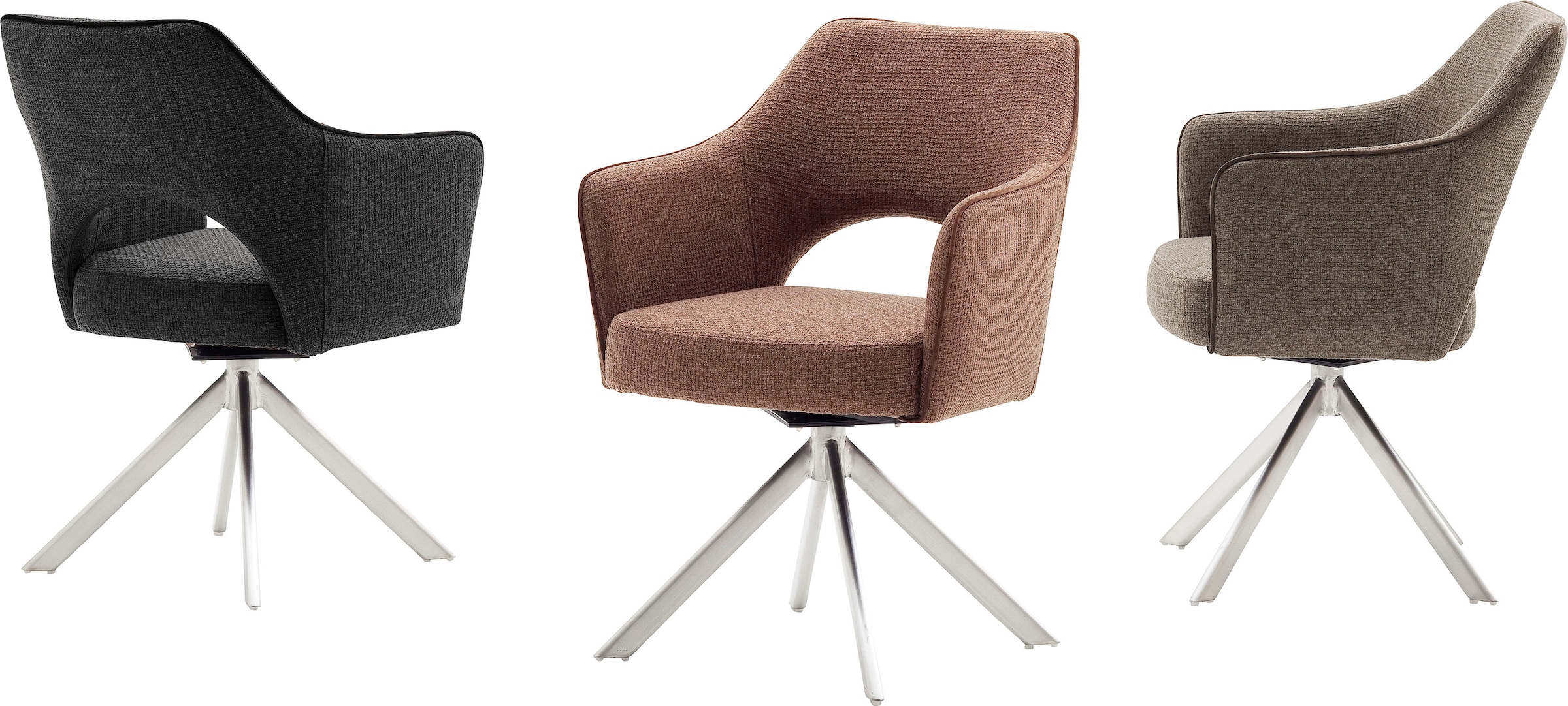 MCA furniture 4-Fußstuhl »Tonala«, (Set), 2 St., Velourstoff grob, (2er-Set), 180° drehbar, Belastbarkeit 120 kg, Sitzhöhe ca. 49 cm