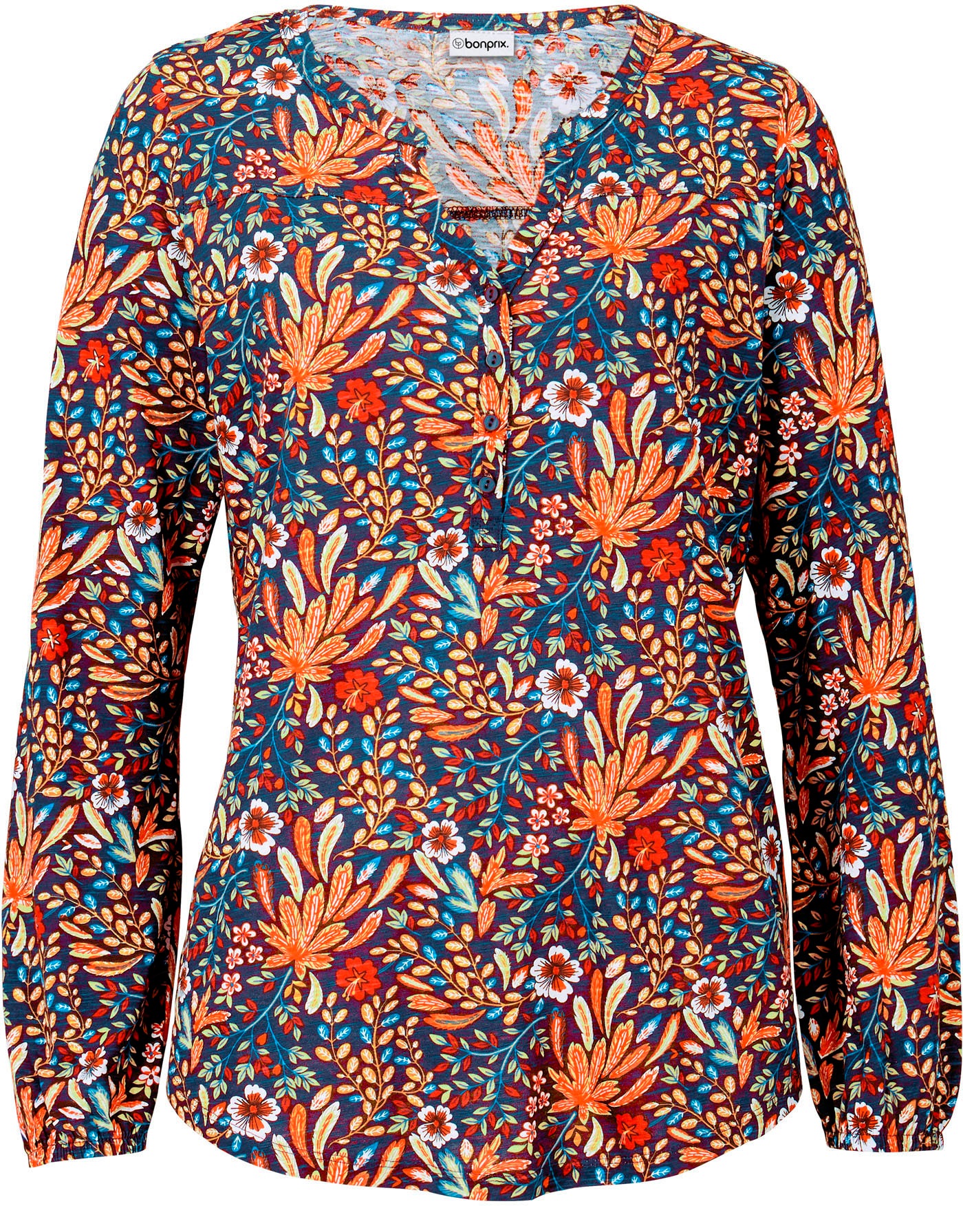 bonprix Tunikashirt A-Linie Passform, mit All-Over Print, aus Baumwolle