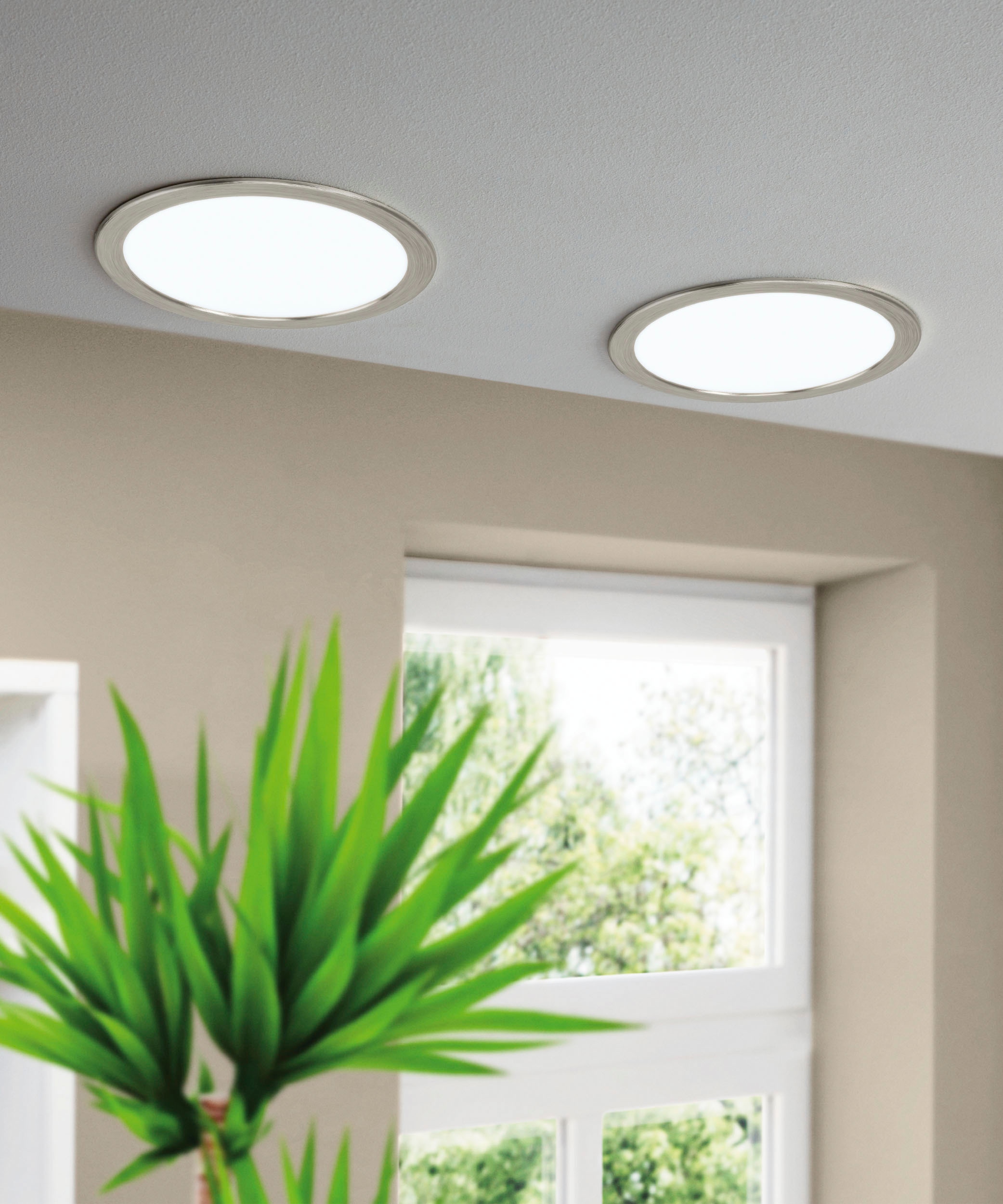 EGLO Deckenleuchte »FUEVA-Z«, Leuchtmittel LED-Modul | LED fest integriert, Deckenleuchte in nickel aus Alu - 16,5W - warmweiß - kaltweiß