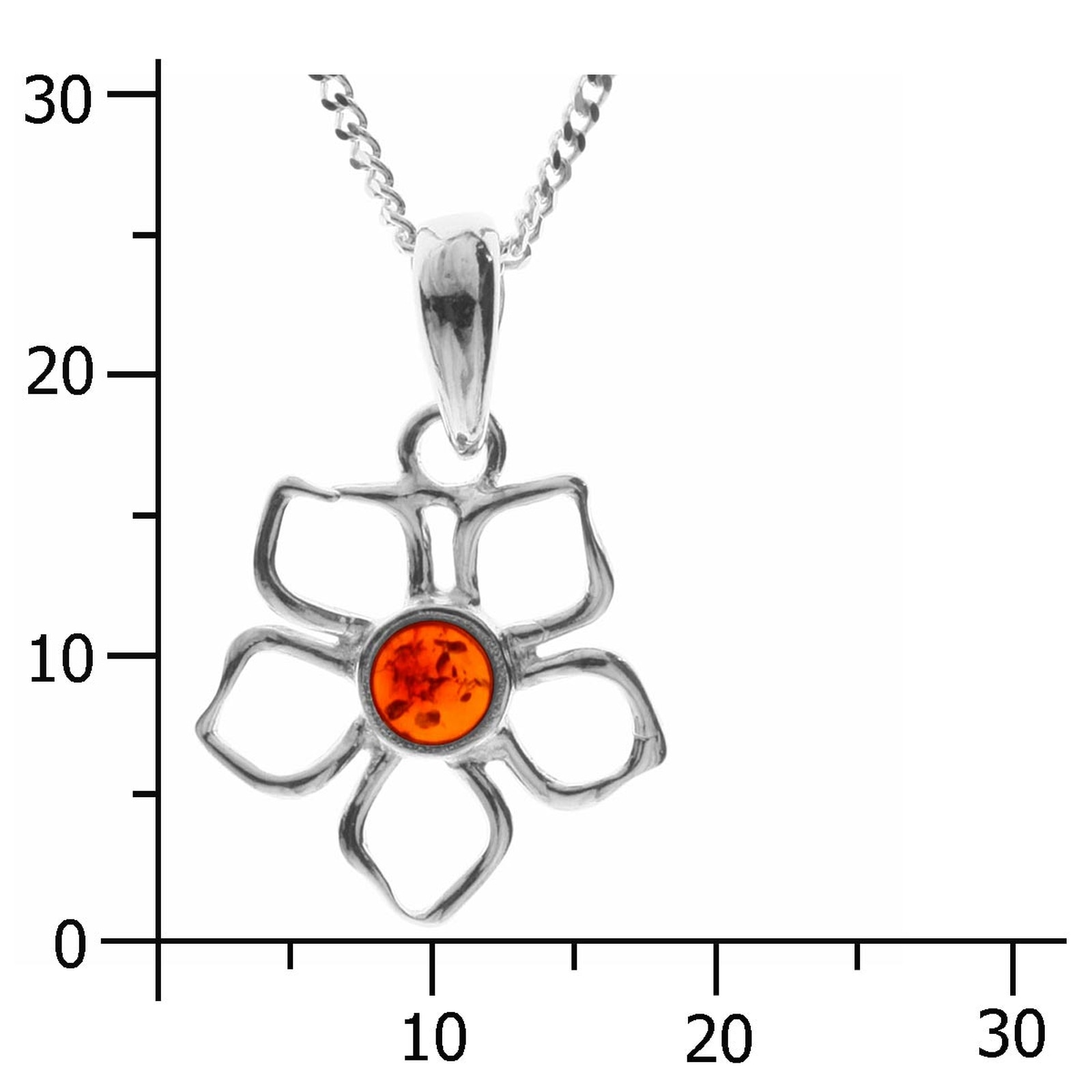 OSTSEE-SCHMUCK Kette mit Anhänger »- Blüte 17 mm - Silber 925/000 - Bernstein«