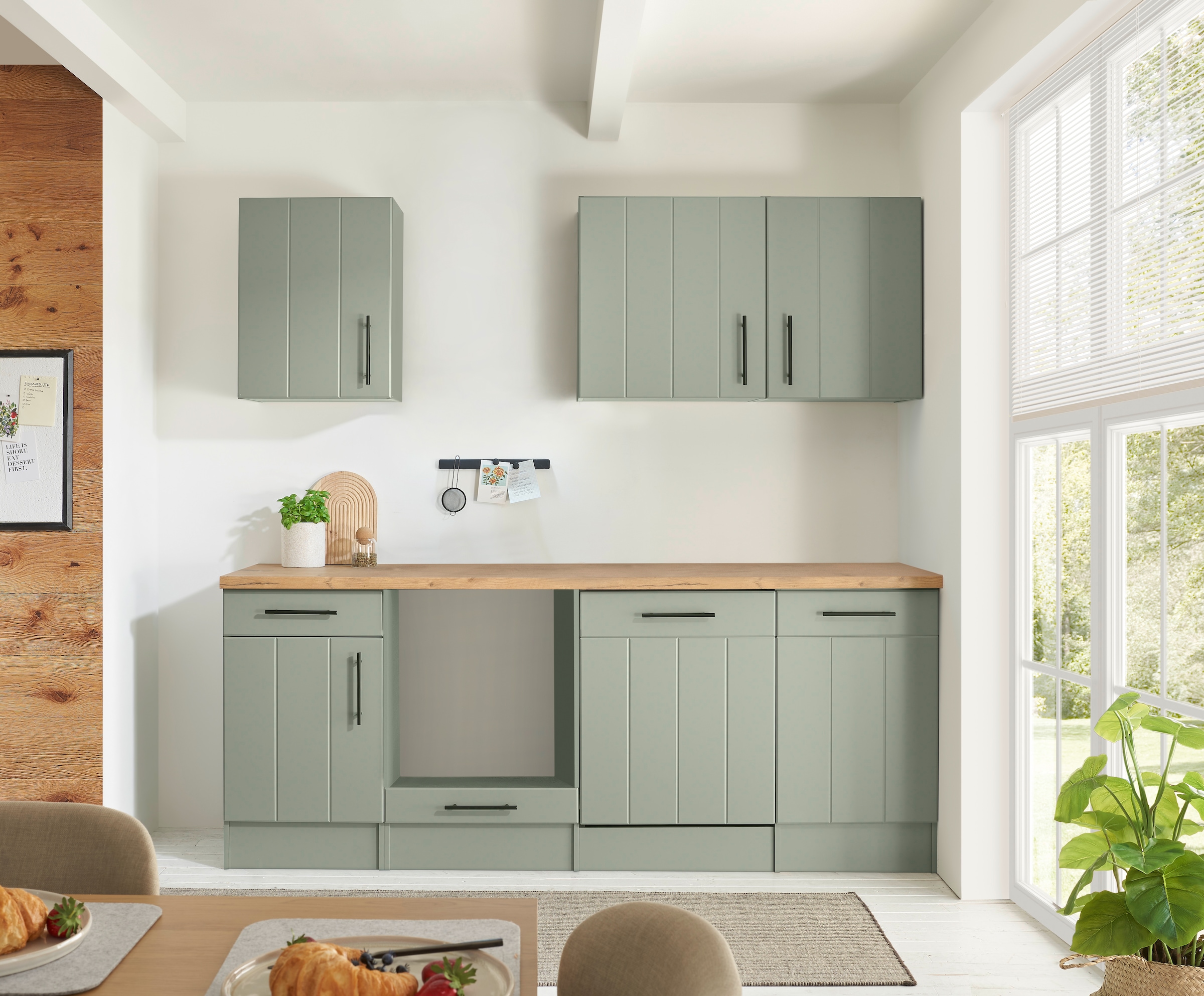 RESPEKTA Küche »Anton« Breite 220 cm, 90 cm Arbeitshöhe, wahlweise mit und ohne E-Geräte