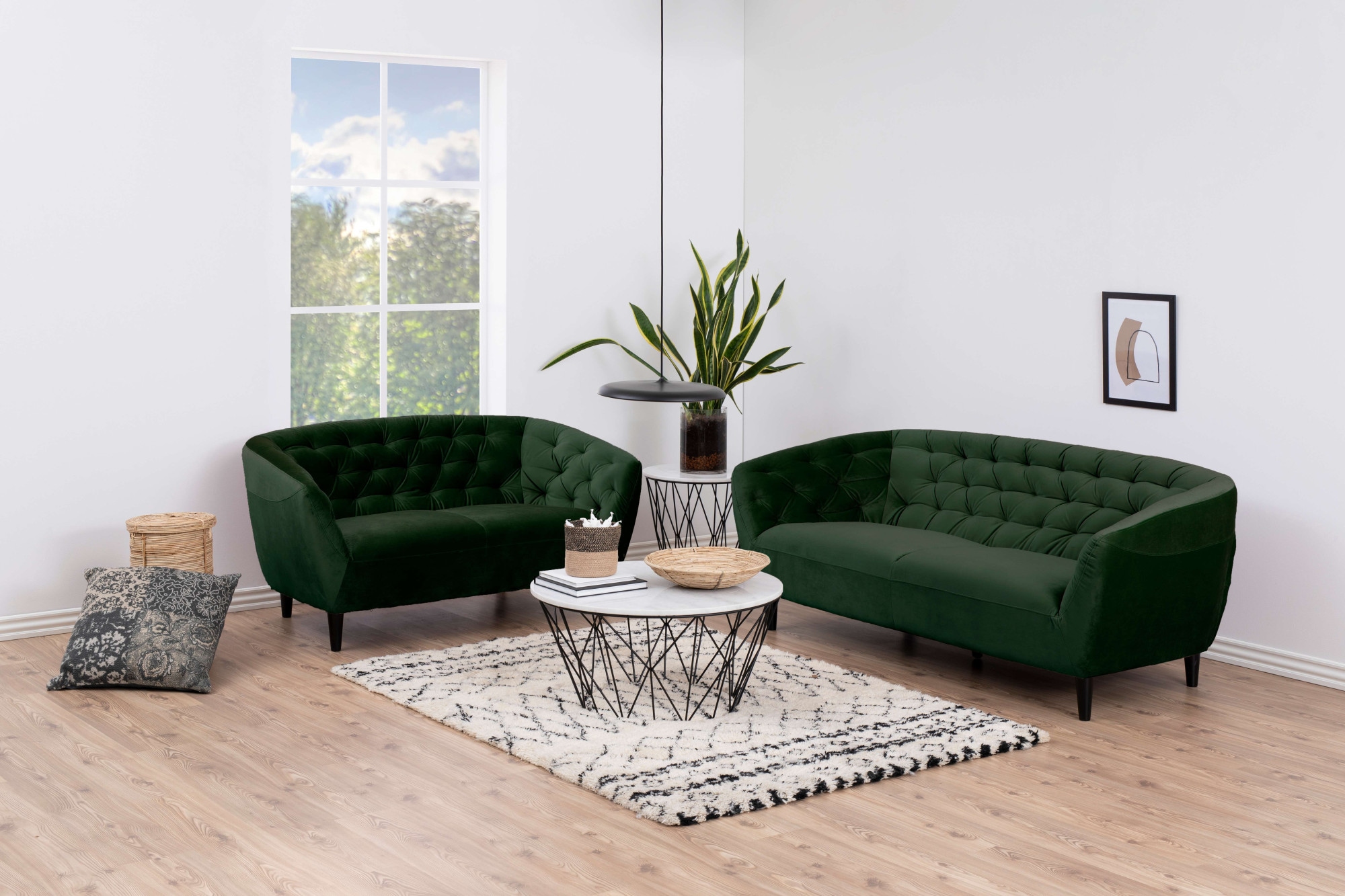 ACTONA GROUP 2-Sitzer »Ria Sofa, Couch, Doppelsofa, Loveseat,«, Samtstoff, Massivholz-Beine, Taschenfederkern, Tufting, mit Armlehnen