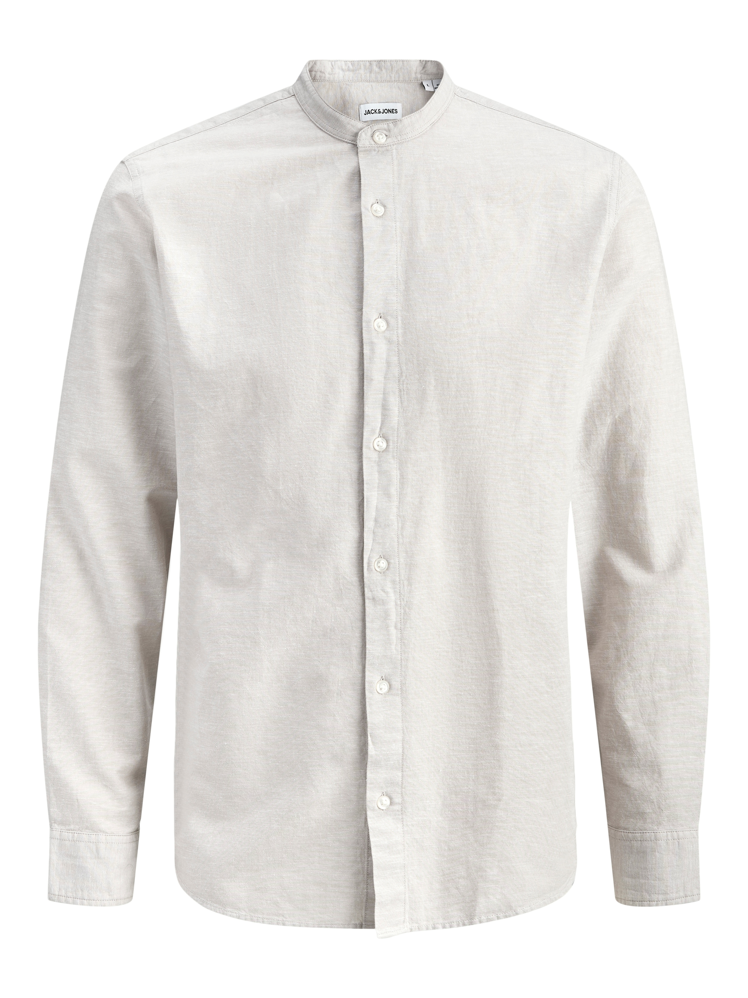 Jack & Jones PlusSize Langarmhemd »JJEBREEZE LINEN BLEND BAND SHIRT L PLS« mit Stehkragen