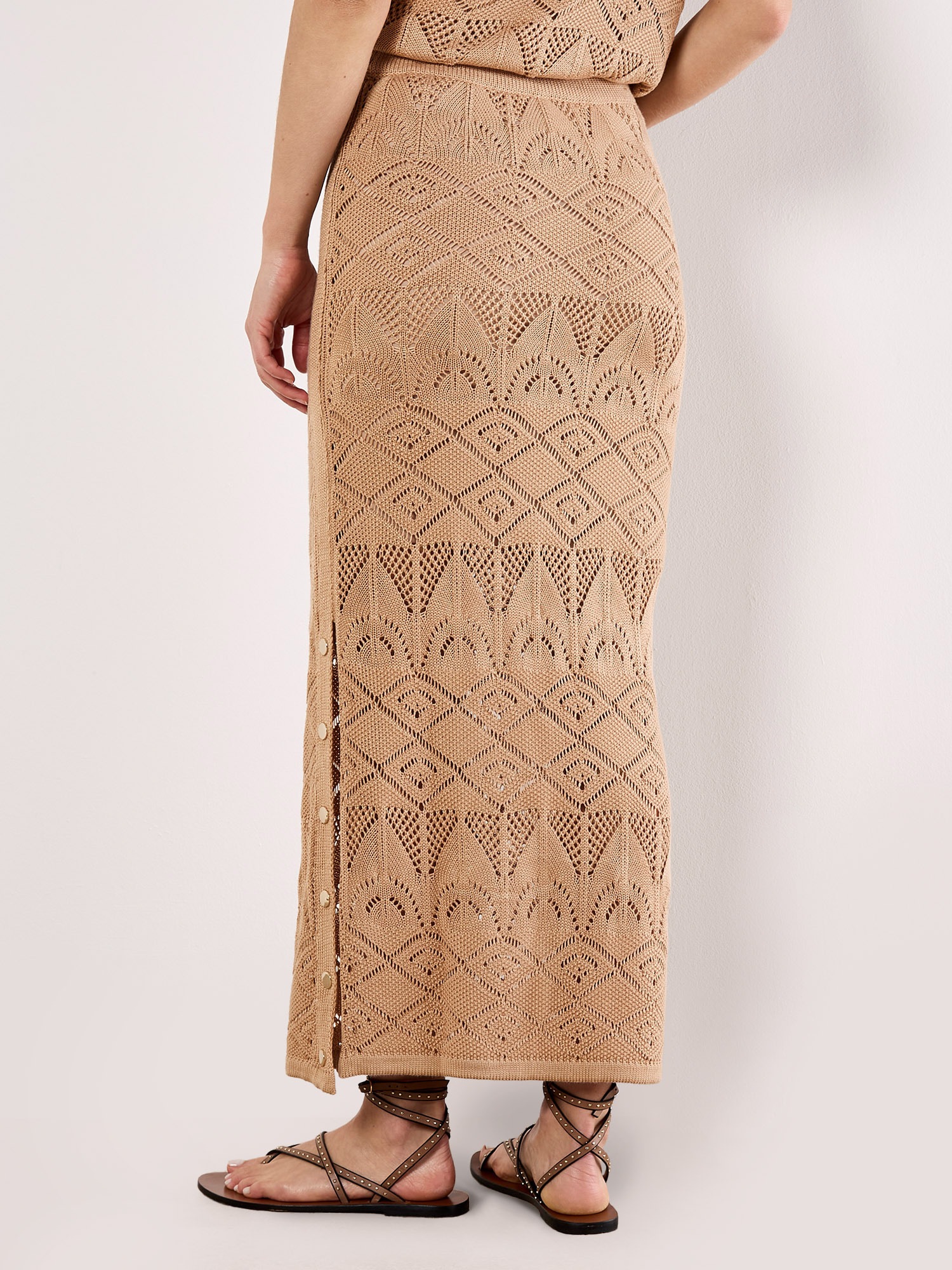 Apricot Maxirock »Mixed Pointelle Knit Maxi Skirt« mit zierenden Knöpfen