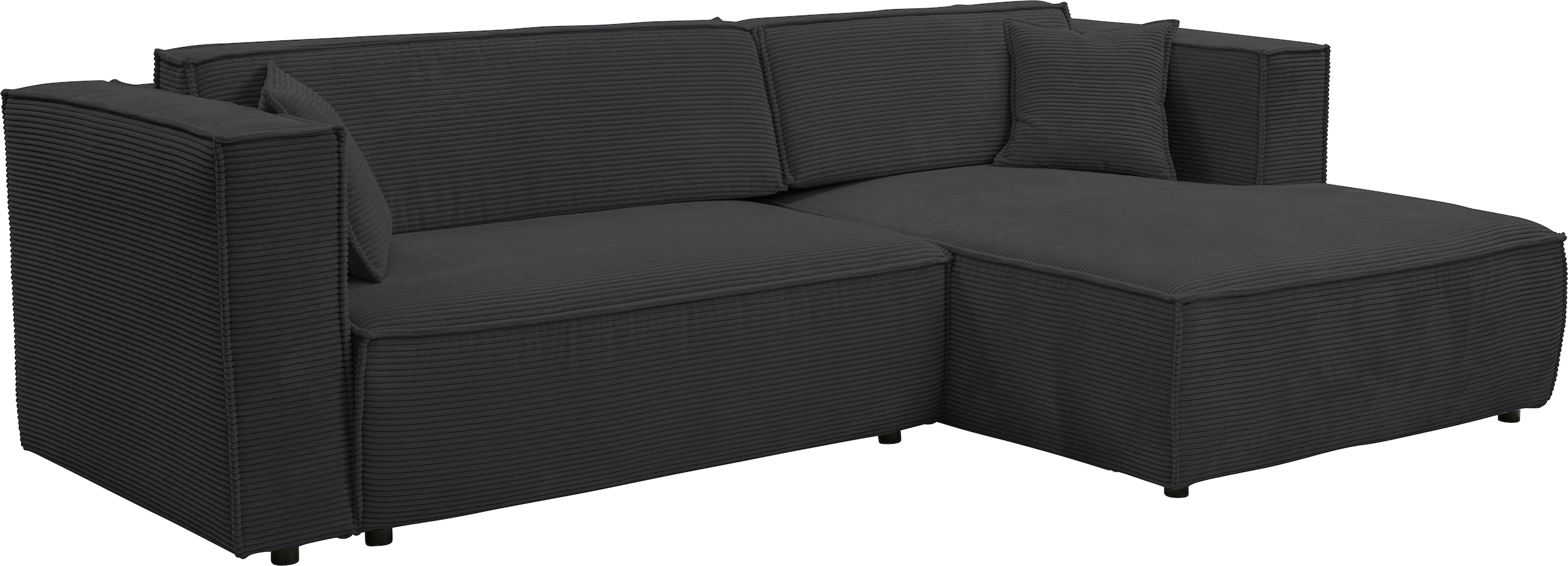 WERK2 Ecksofa »Atlanta-New 295 cm breit mit Bett & Bettkasten, Cord, zeitlos« Cord, L-Form, XXL, Schlaffunktion, Bettkasten