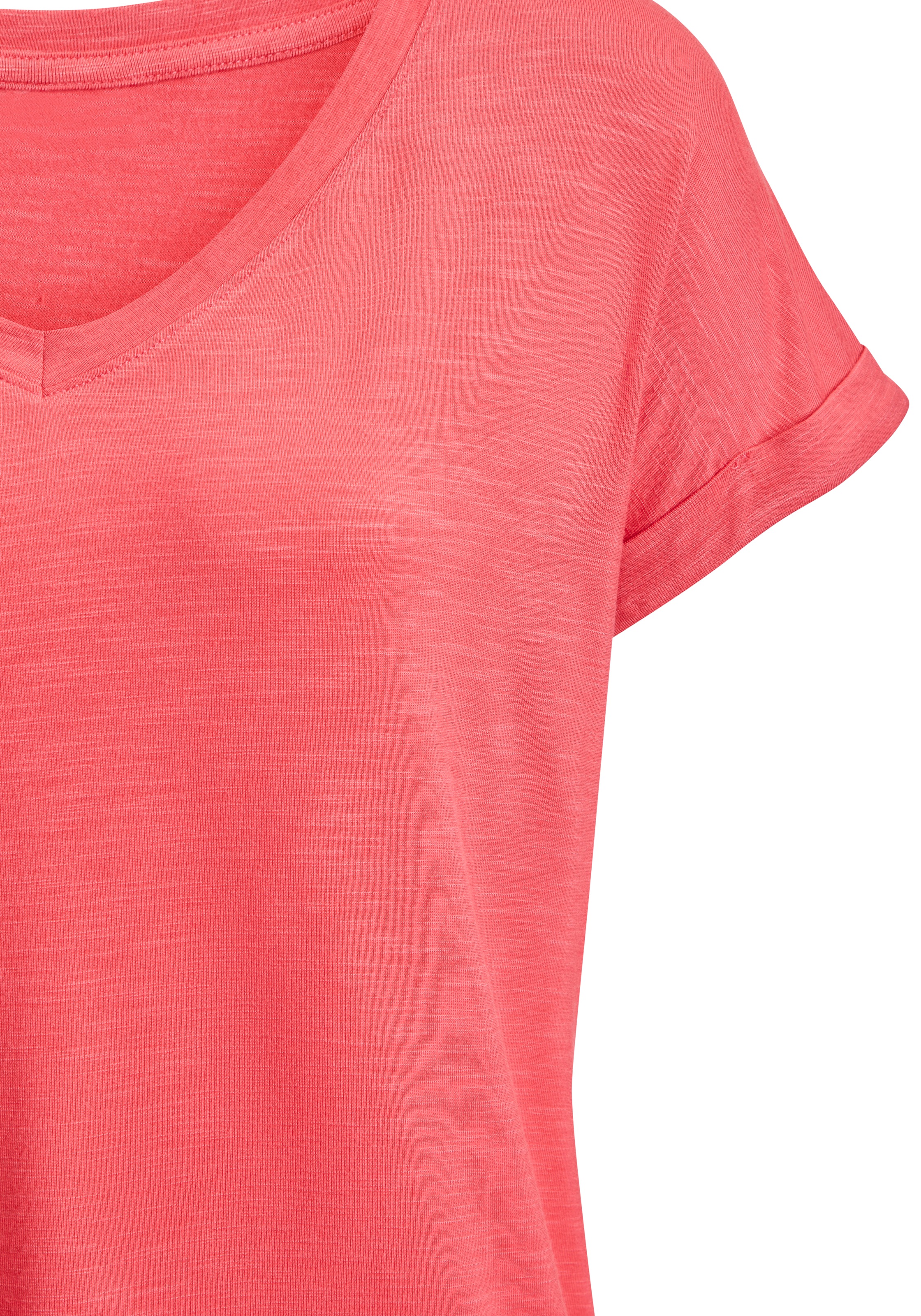 Beachtime V-Shirt »mit fixiertem Ärmelumschlag« 2 aus elastischer Viskose-Qualität