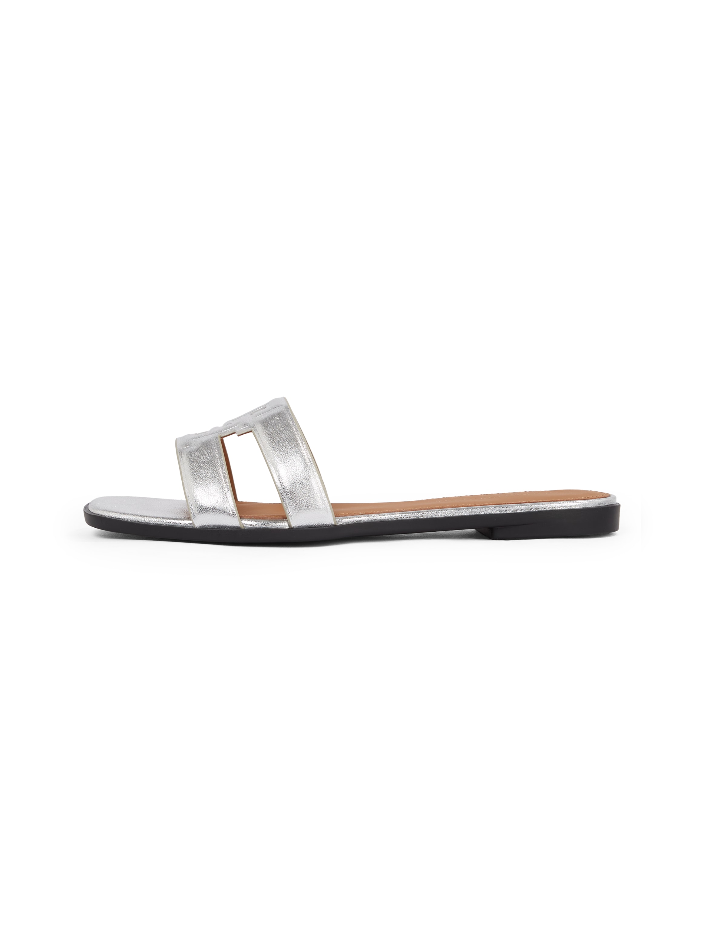 Tommy Hilfiger Pantolette »TH LOGO STRAP METALLIC MULE«, Blockabsatz, Sommerschuh, Flats, Bequemschuh mit TH-Logo