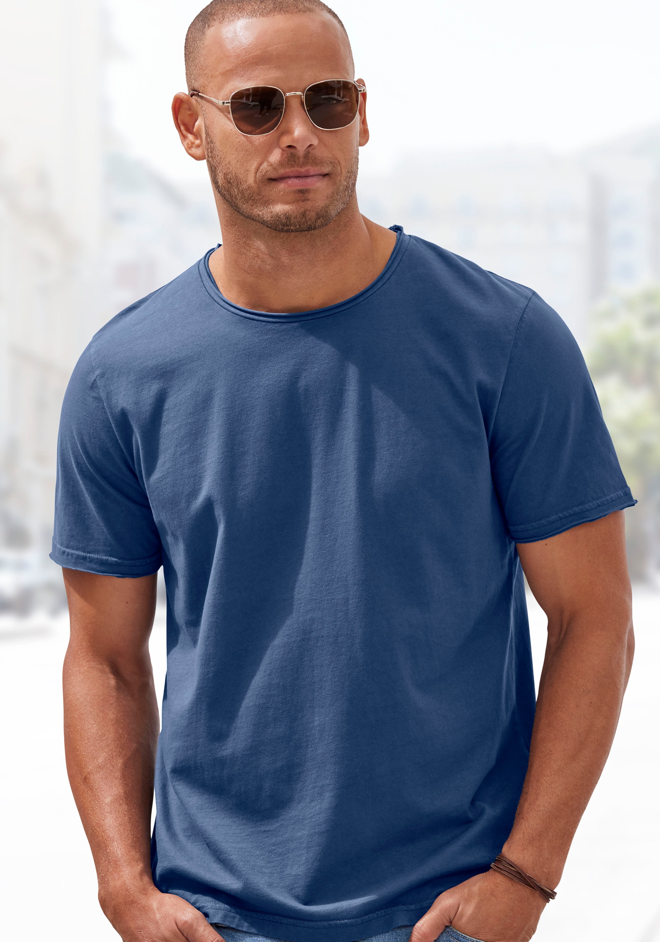 John Devin T-Shirt, (Packung, 2), Relaxed Fit, Kurzarm, Freizeitshirt mit Rundhals aus reiner Baumwolle